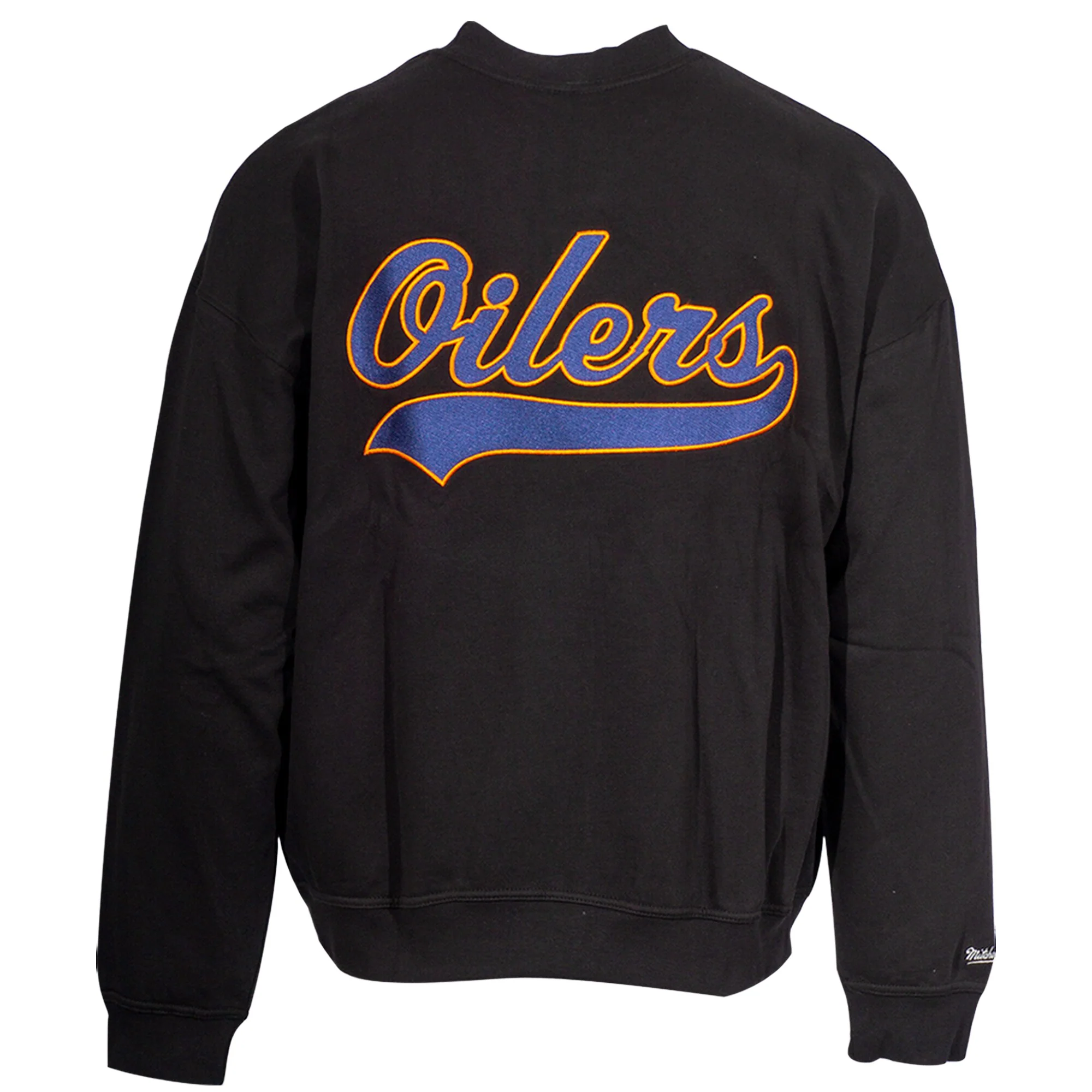 Edmonton Oilers Mitchell & Ness Black Oversweep Oversized Crewneck Sweatshirt - Image 3