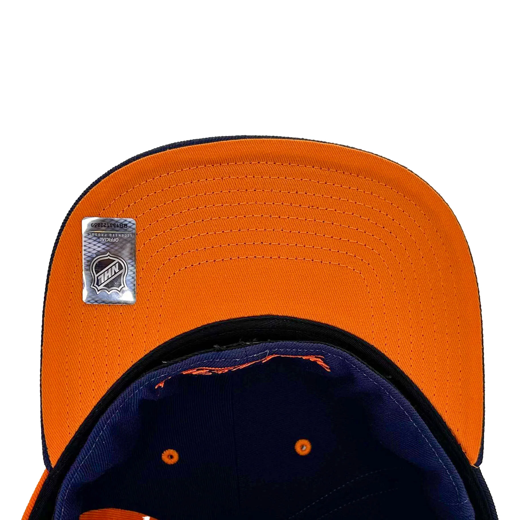 Edmonton Oilers Mitchell & Ness Navy Half Carou Fitted Hat - Image 4