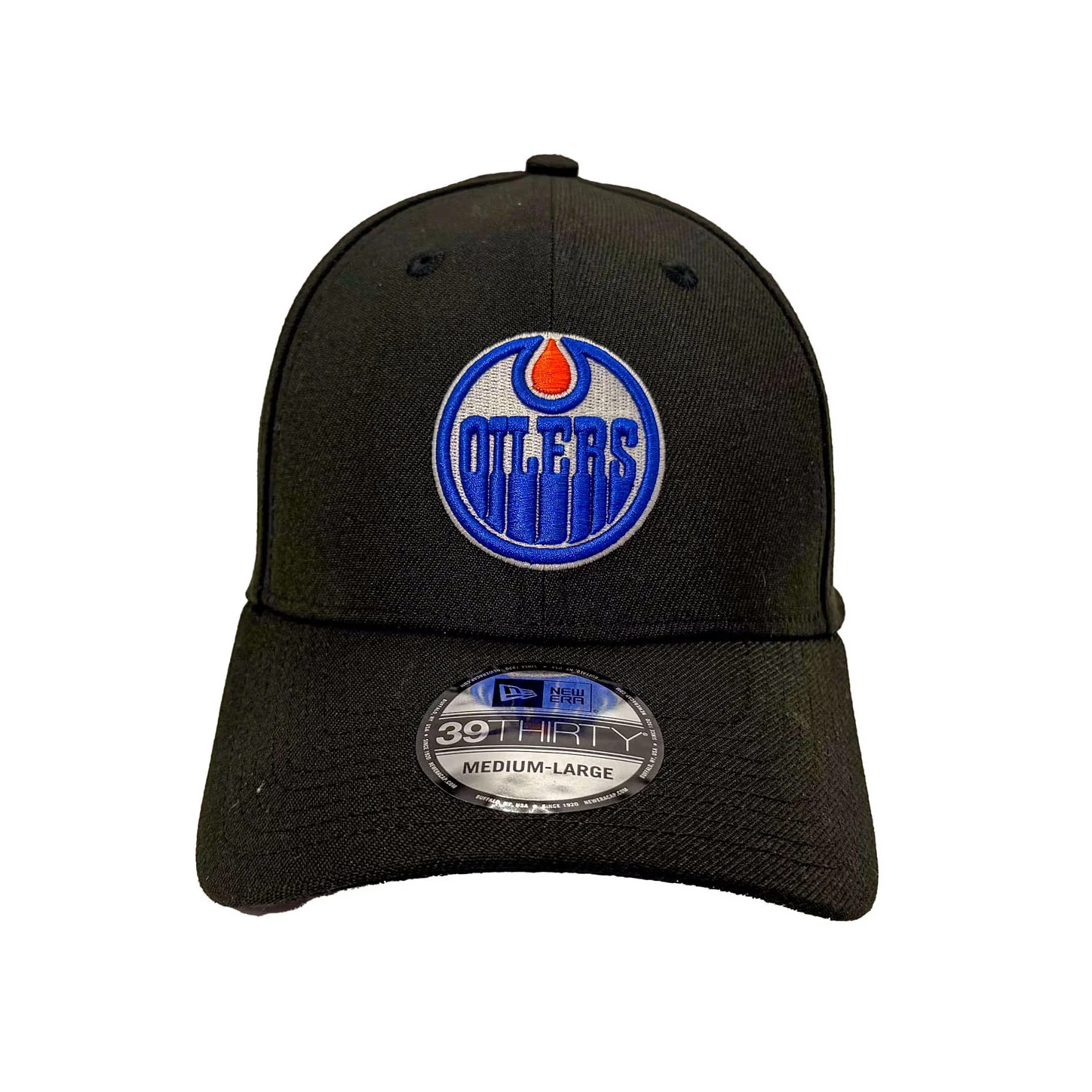 Edmonton Oilers New Era Black 39THIRTY Primary Logo Flex Hat - Image 3