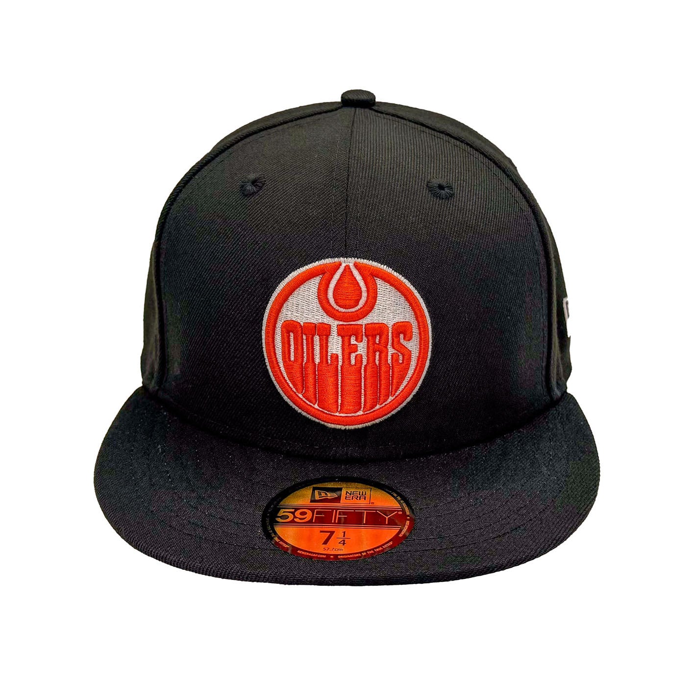 Edmonton Oilers New Era Black 59FIFTY Fitted Hat - Orange/White Logo - Image 3