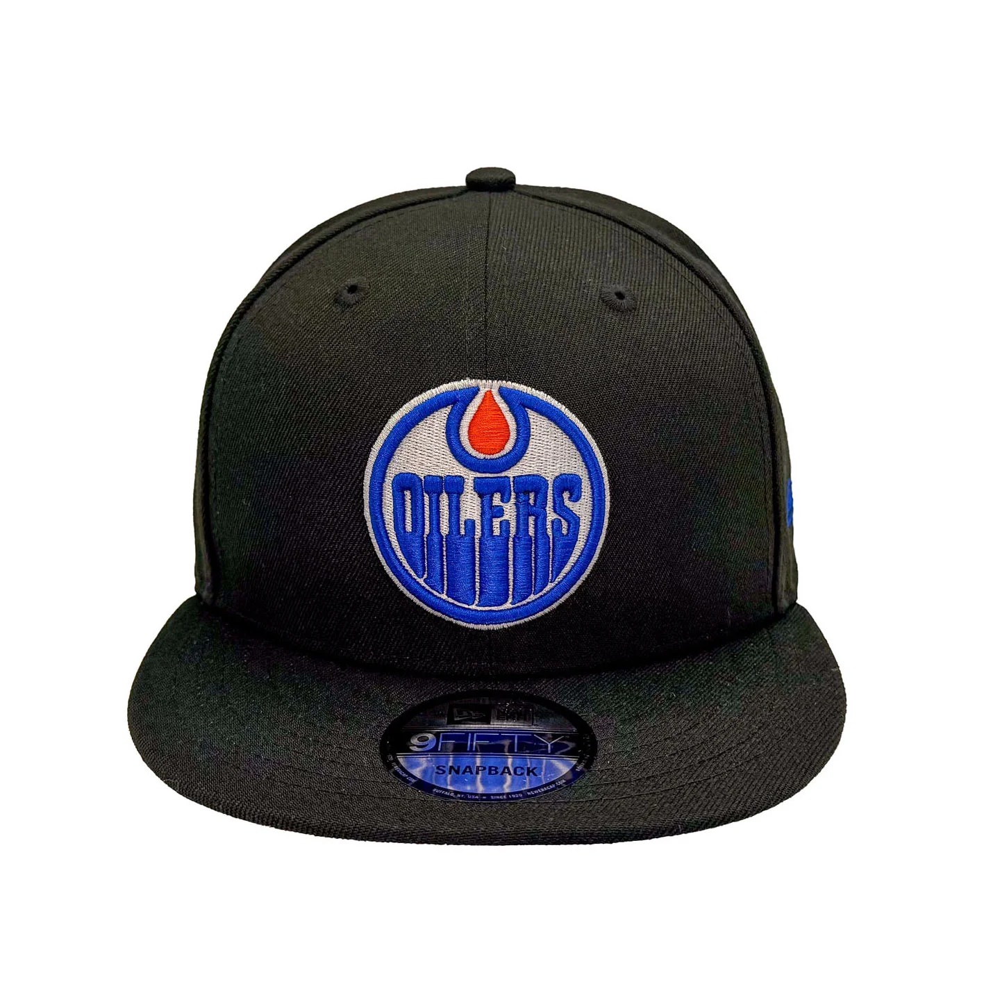 Edmonton Oilers New Era Black 9FIFTY Primary Logo Snapback Hat - Image 4
