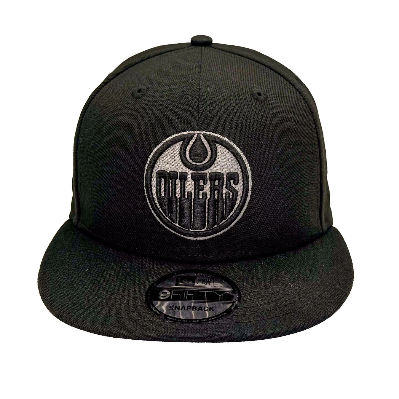 Edmonton Oilers New Era Black 9FIFTY Snapback Hat - Black/White Logo - Image 4