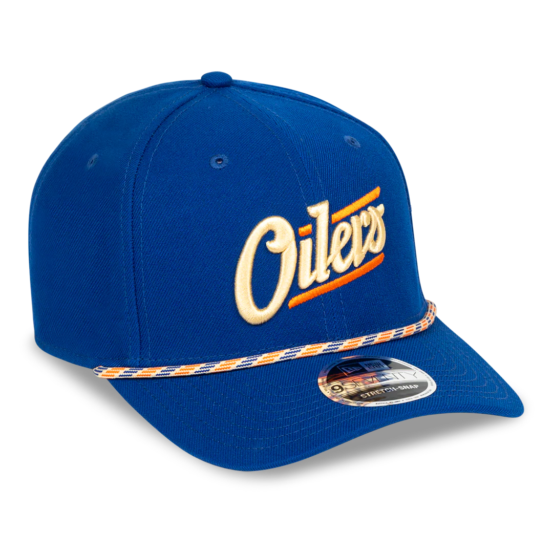 Edmonton Oilers New Era Blue 9SEVENTY Alternate Logo Stretch Snapback Hat - Image 4