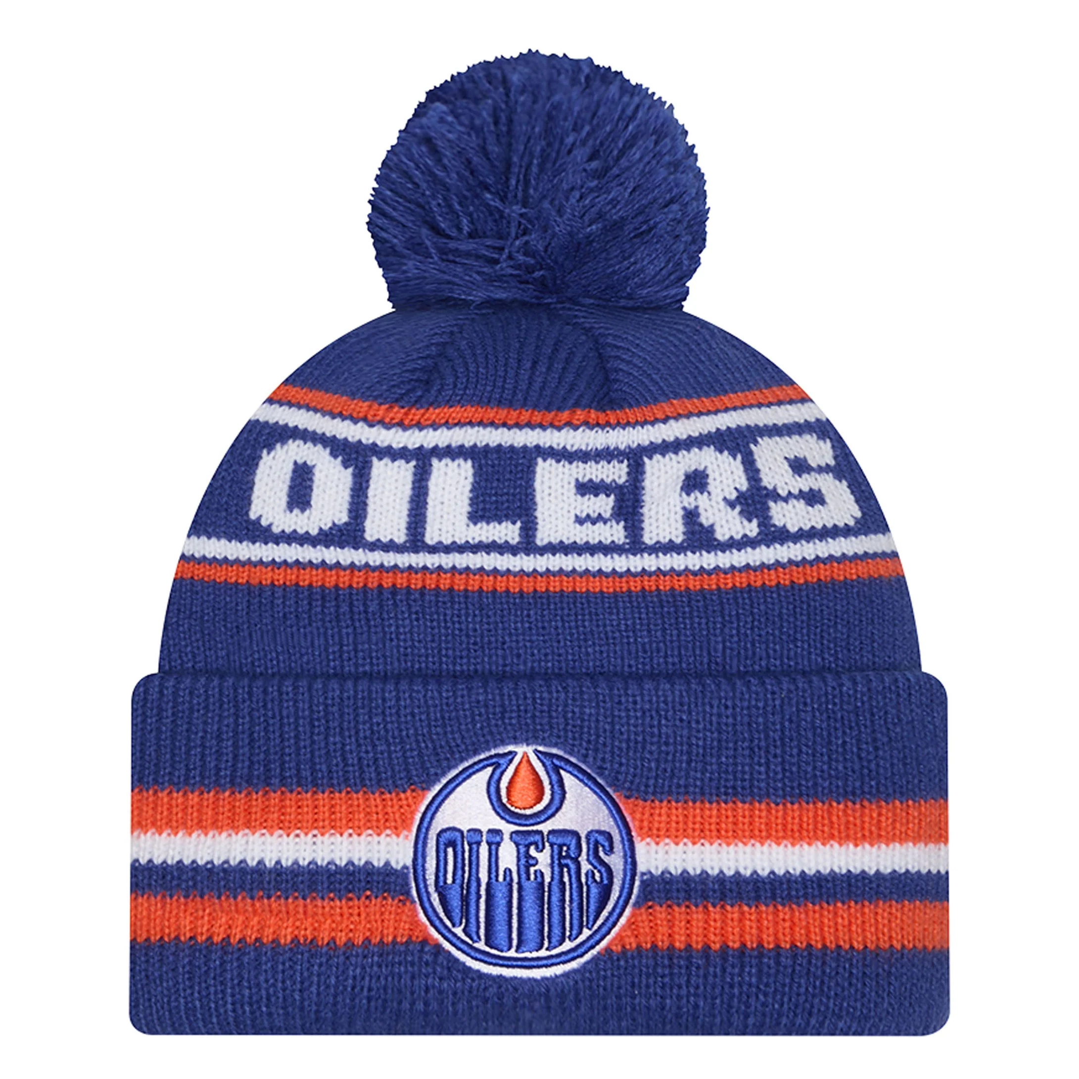 Edmonton Oilers New Era Blue Marled Cuffed Knit Toque w/ Pom