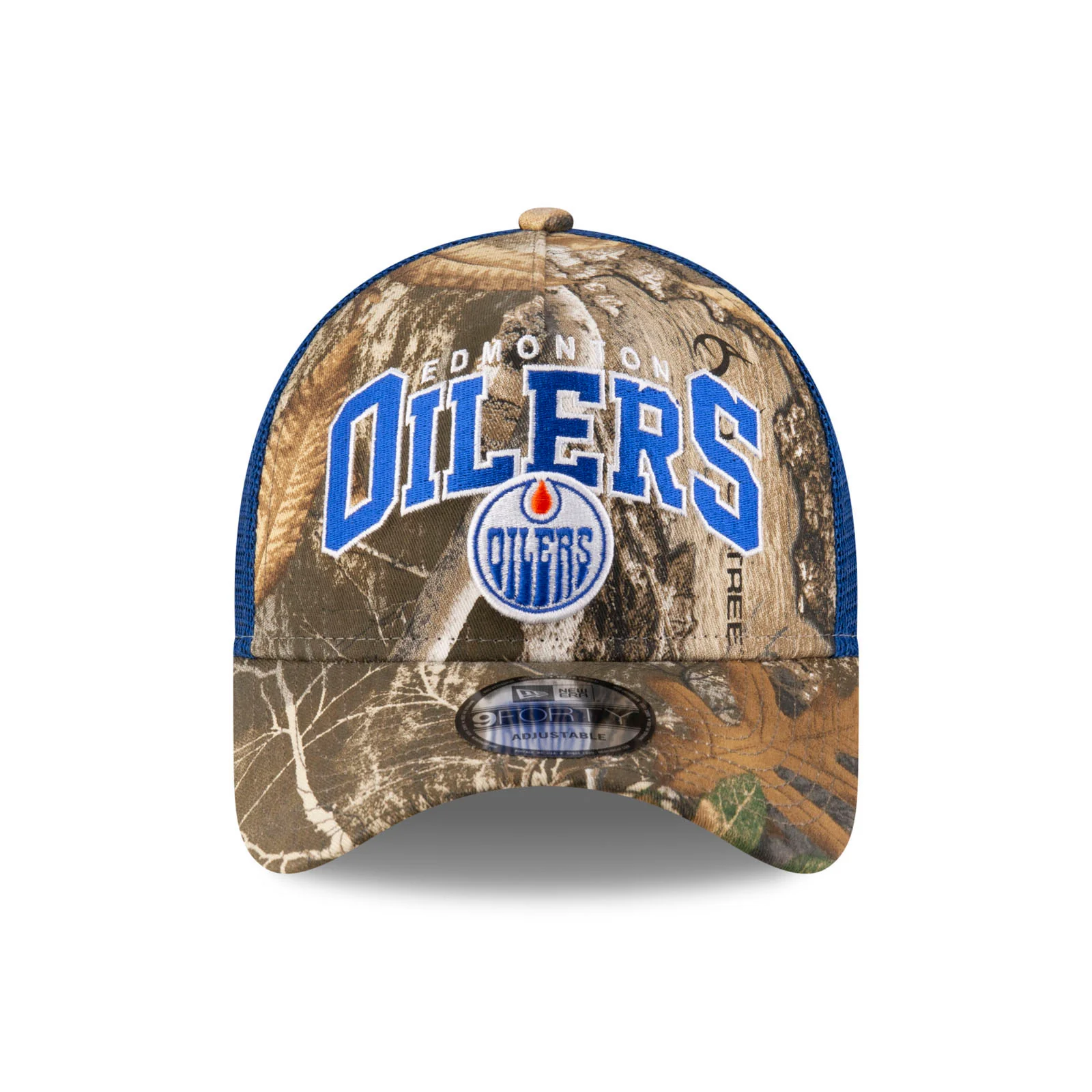 Edmonton Oilers New Era Blue & REAL TREE Camo 9FORTY A-Frame Meshback Snapback Hat - Image 3