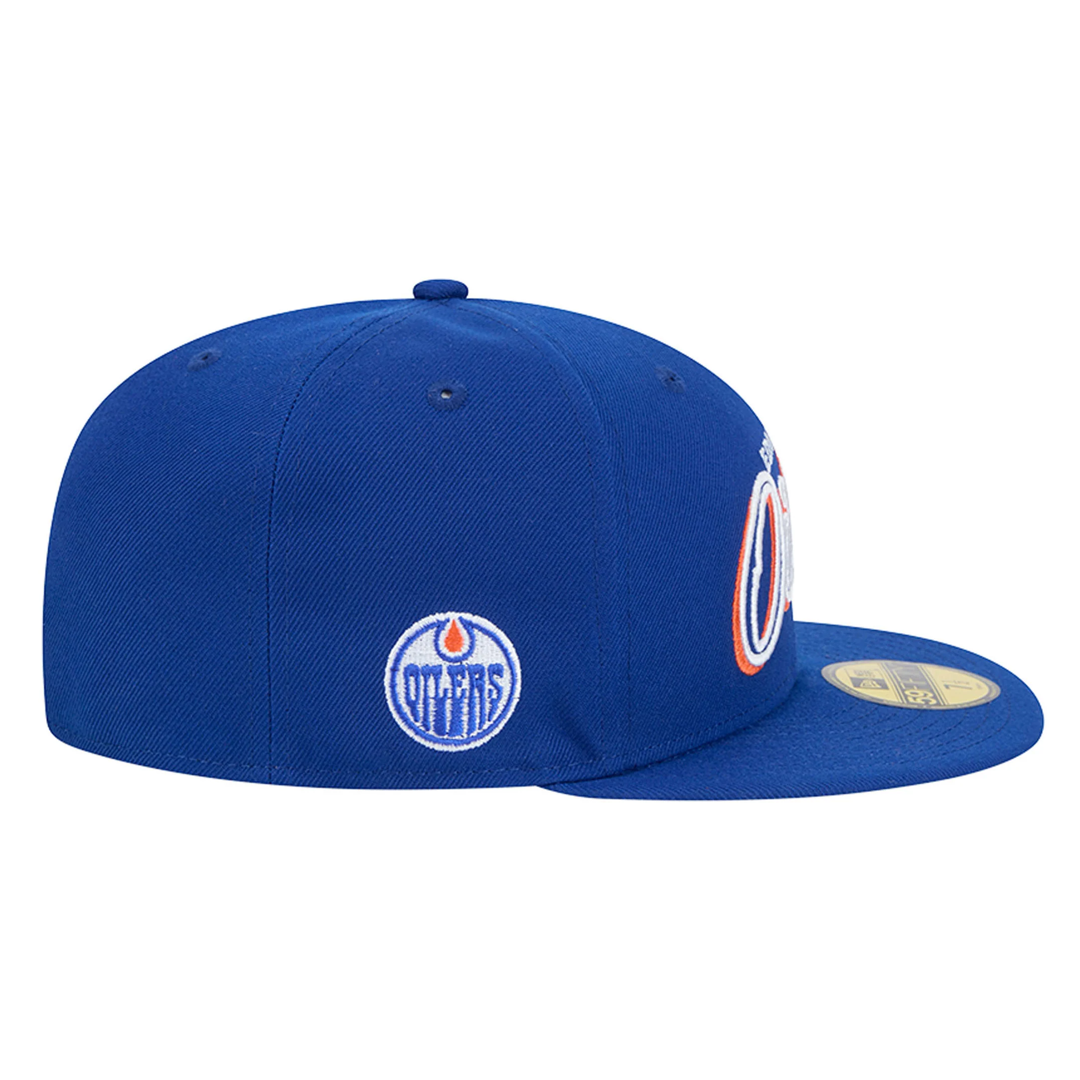 Edmonton Oilers New Era Blue Script Sided 59FIFTY Fitted Logo Hat - Image 3