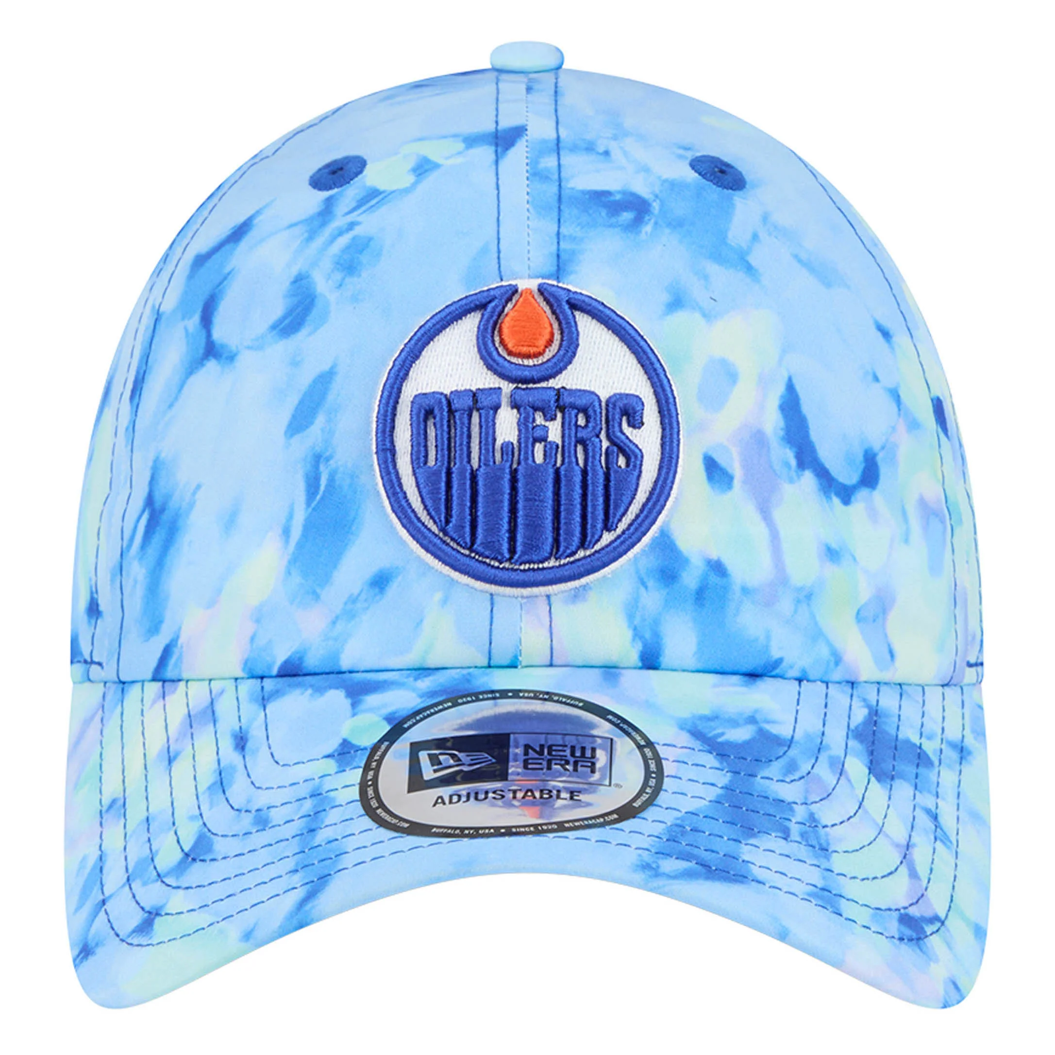 Edmonton Oilers New Era Blue Watercolor Casual Classic Adjustable Hat - Image 2