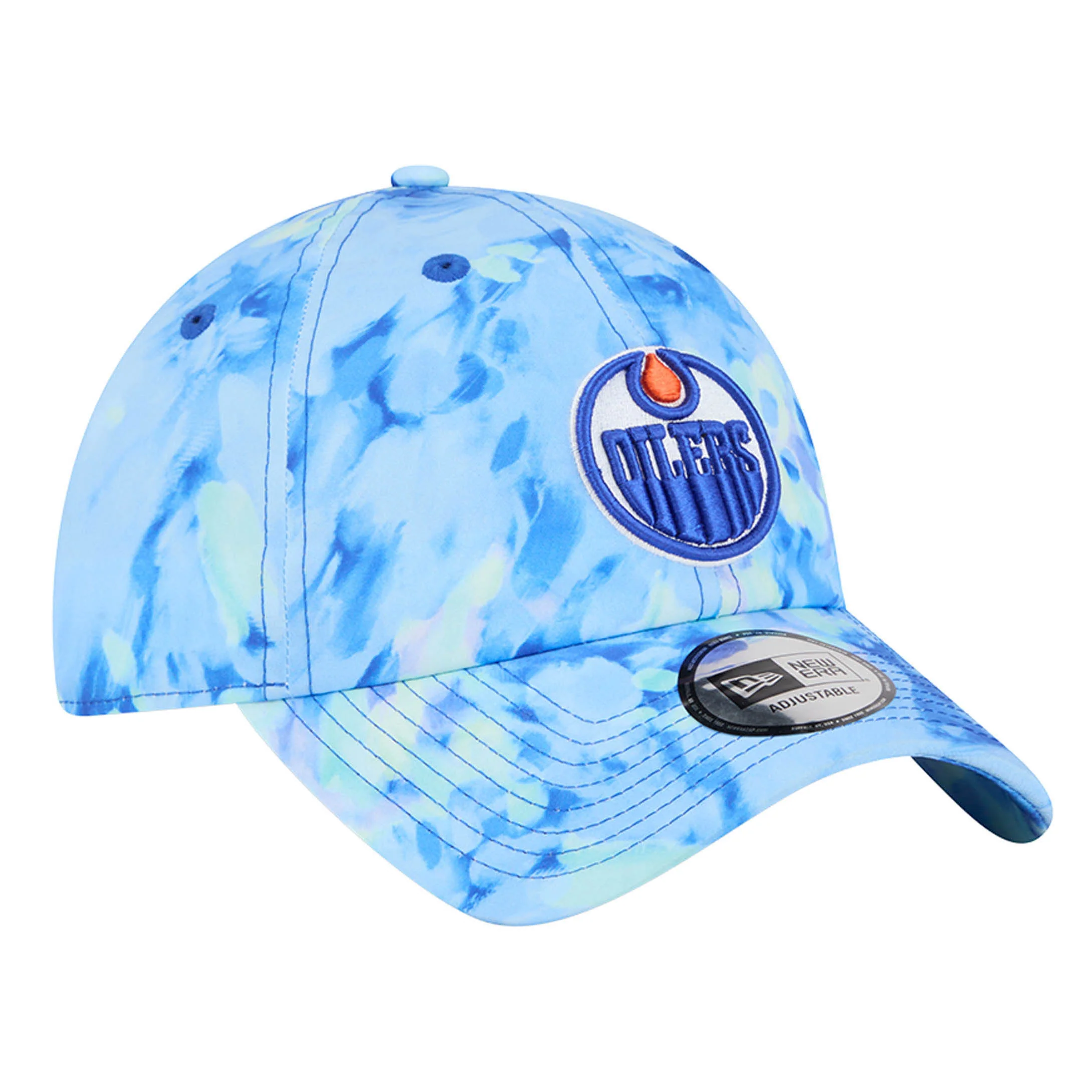 Edmonton Oilers New Era Blue Watercolor Casual Classic Adjustable Hat - Image 4