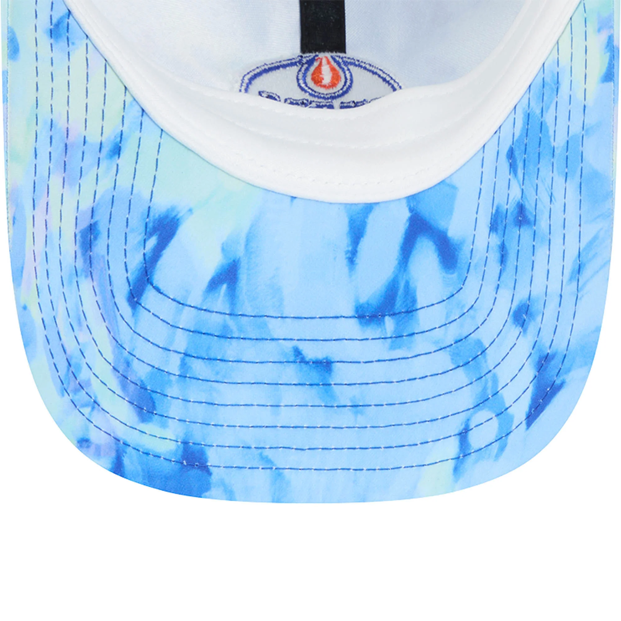 Edmonton Oilers New Era Blue Watercolor Casual Classic Adjustable Hat - Image 7