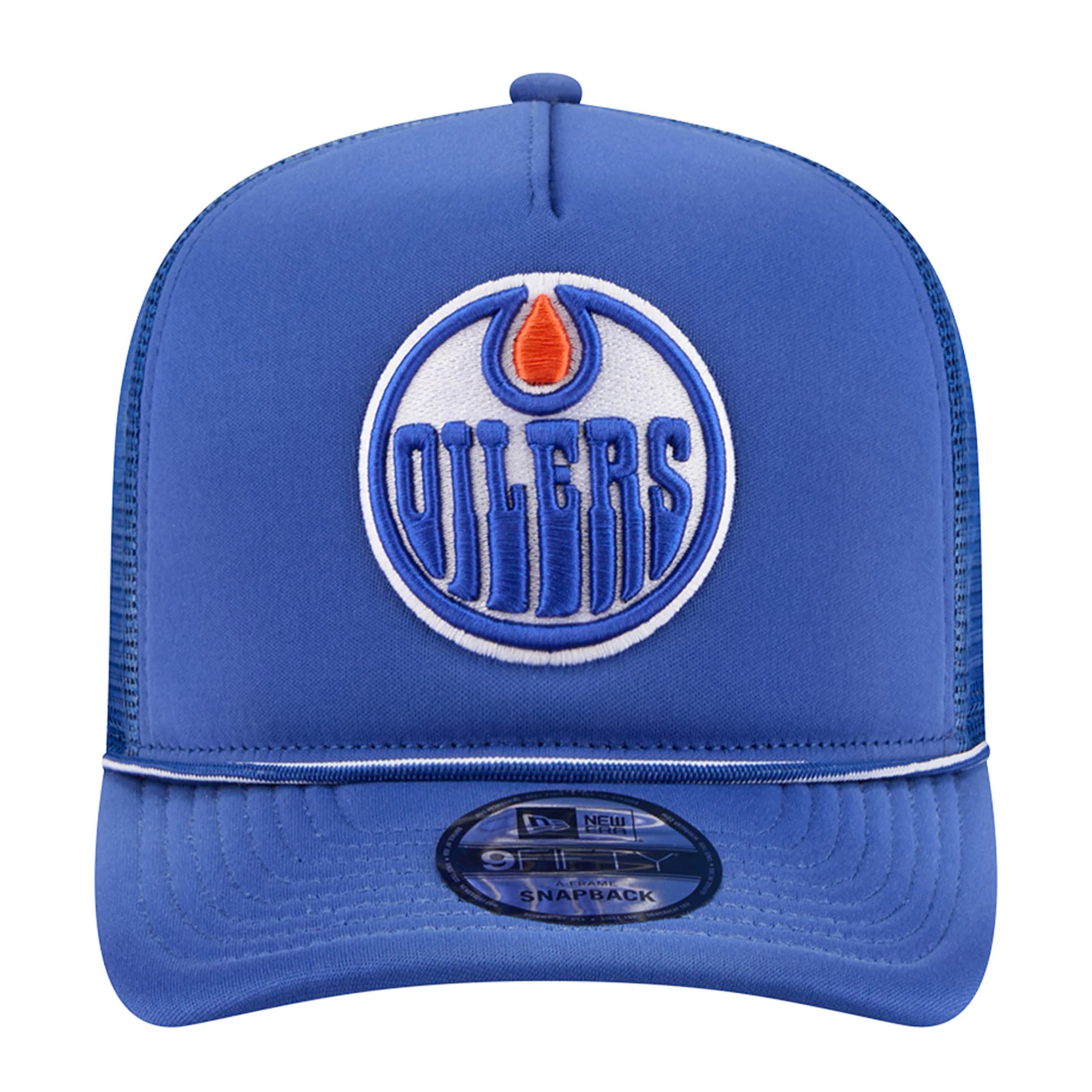 Edmonton Oilers New Era Blue Worn 9FIFTY A-Frame Mesh Snapback Hat - Image 3