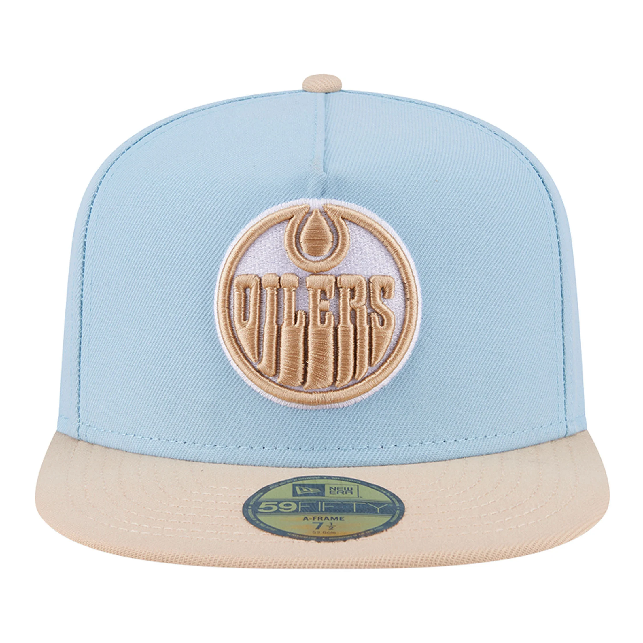 Edmonton Oilers New Era Color Pack Aqua Blue & Cream 59FIFTY A-Frame Fitted Hat - Image 3