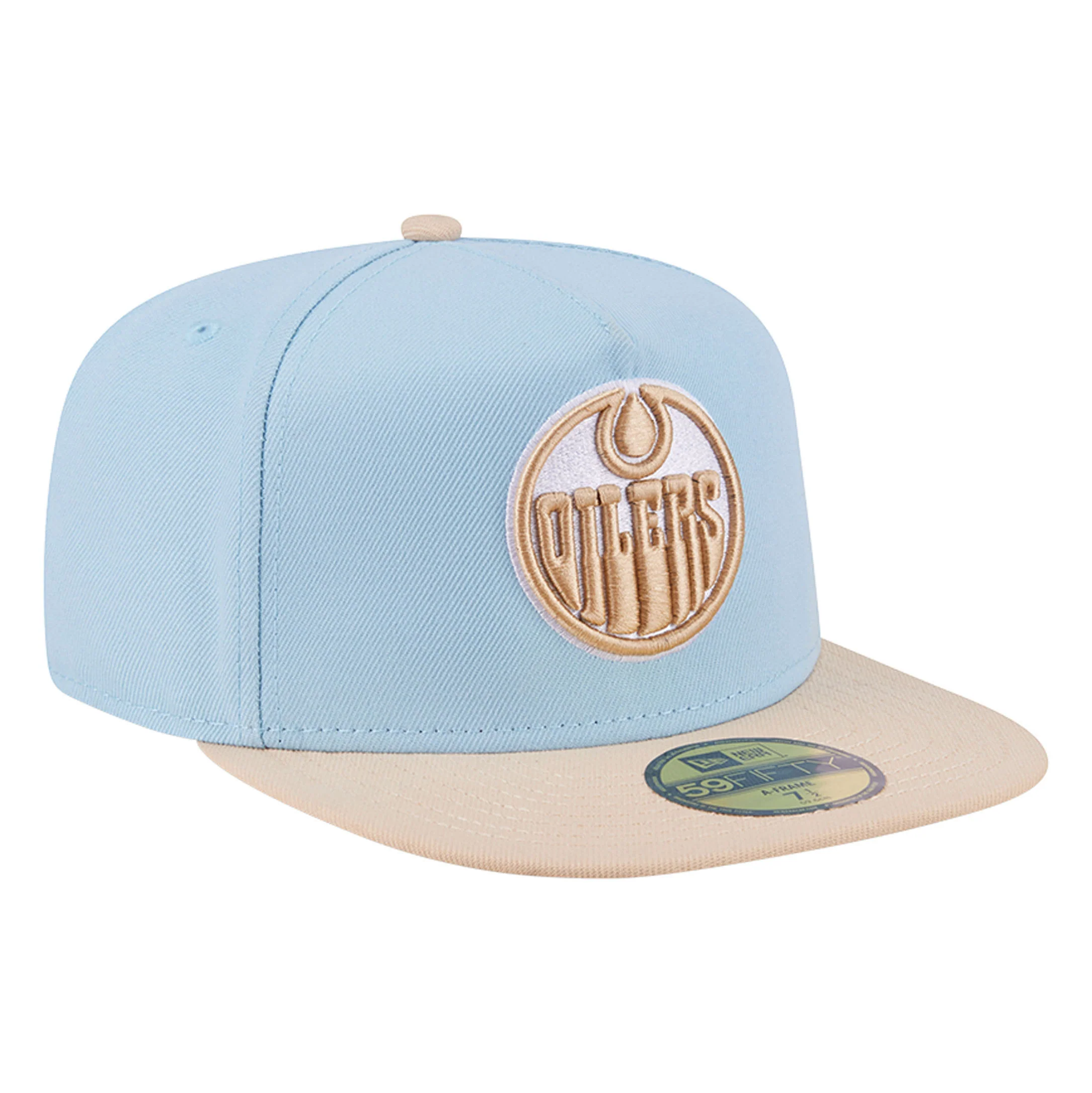 Edmonton Oilers New Era Color Pack Aqua Blue & Cream 59FIFTY A-Frame Fitted Hat - Image 4