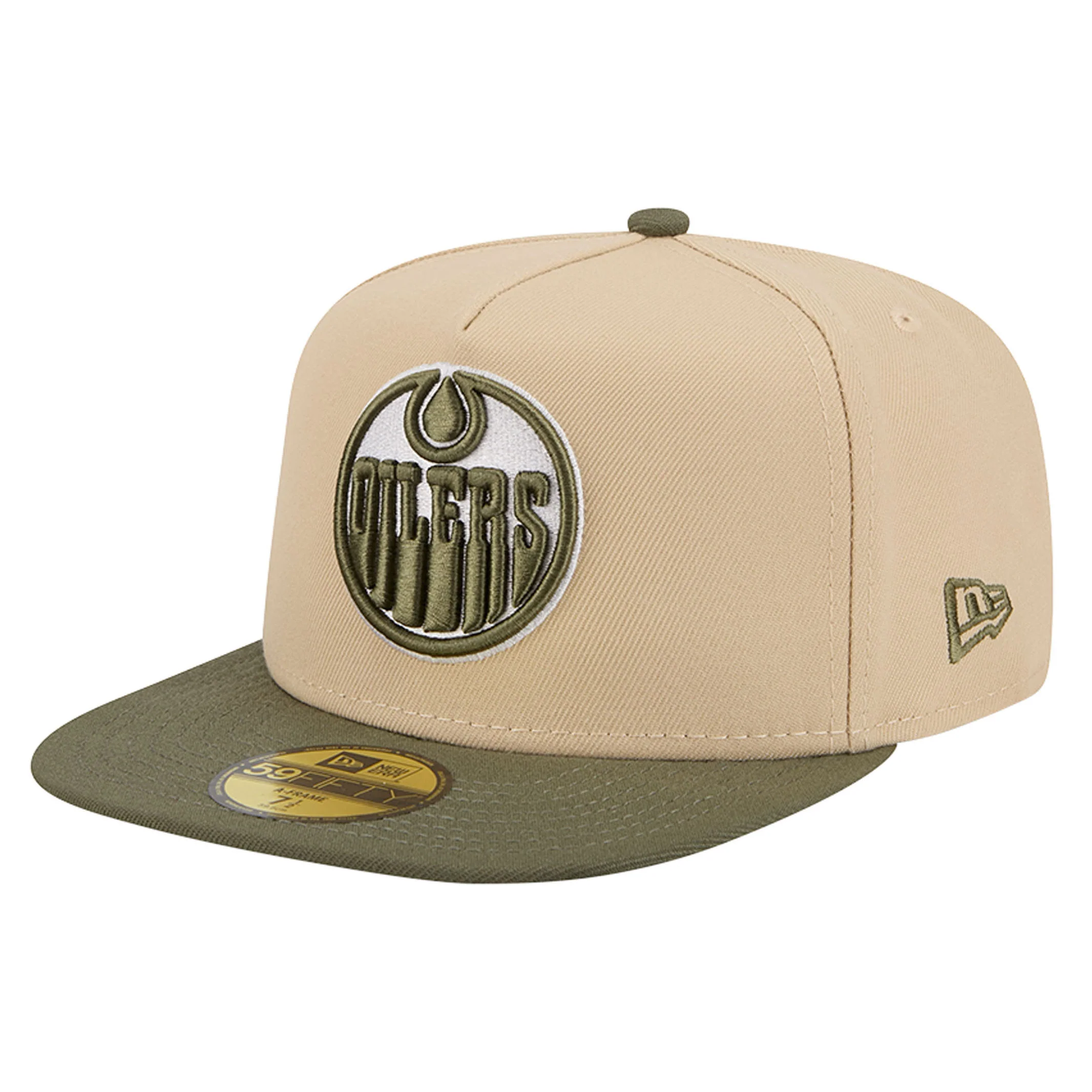 Edmonton Oilers New Era Color Pack Cream & Olive Green 59FIFTY A-Frame Fitted Hat
