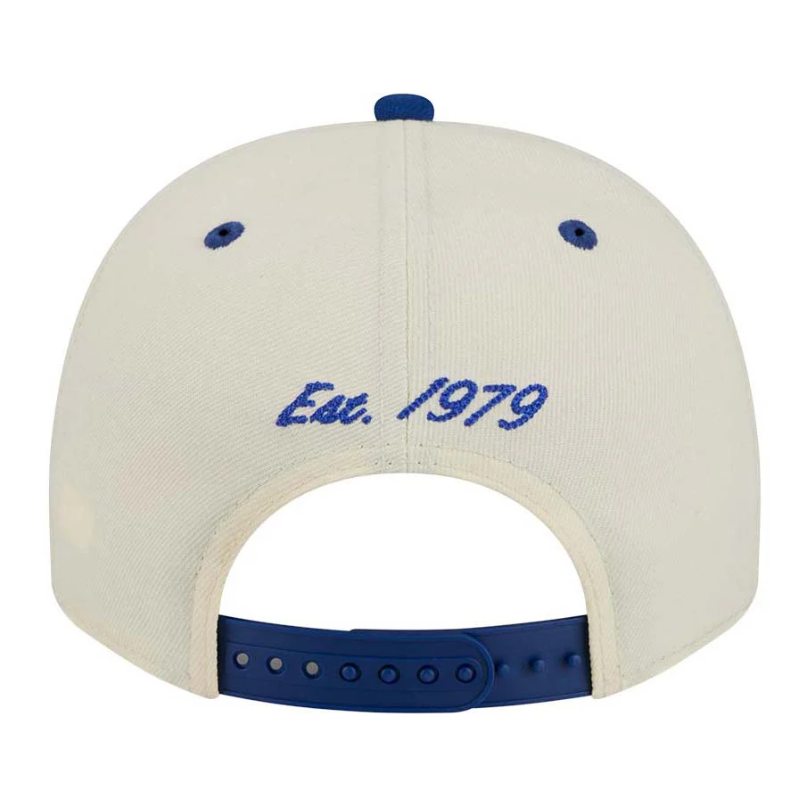 Edmonton Oilers New Era Cream & Blue Embroidery 9FIFTY A-Frame Snapback Hat - Image 2