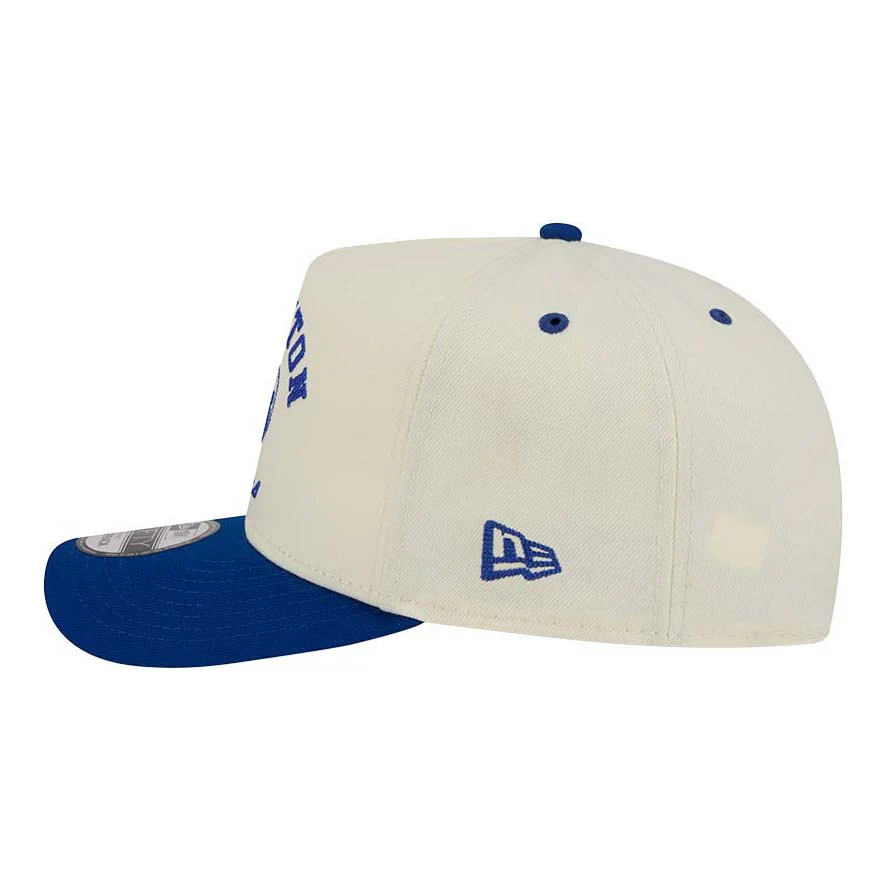 Edmonton Oilers New Era Cream & Blue Embroidery 9FIFTY A-Frame Snapback Hat - Image 5