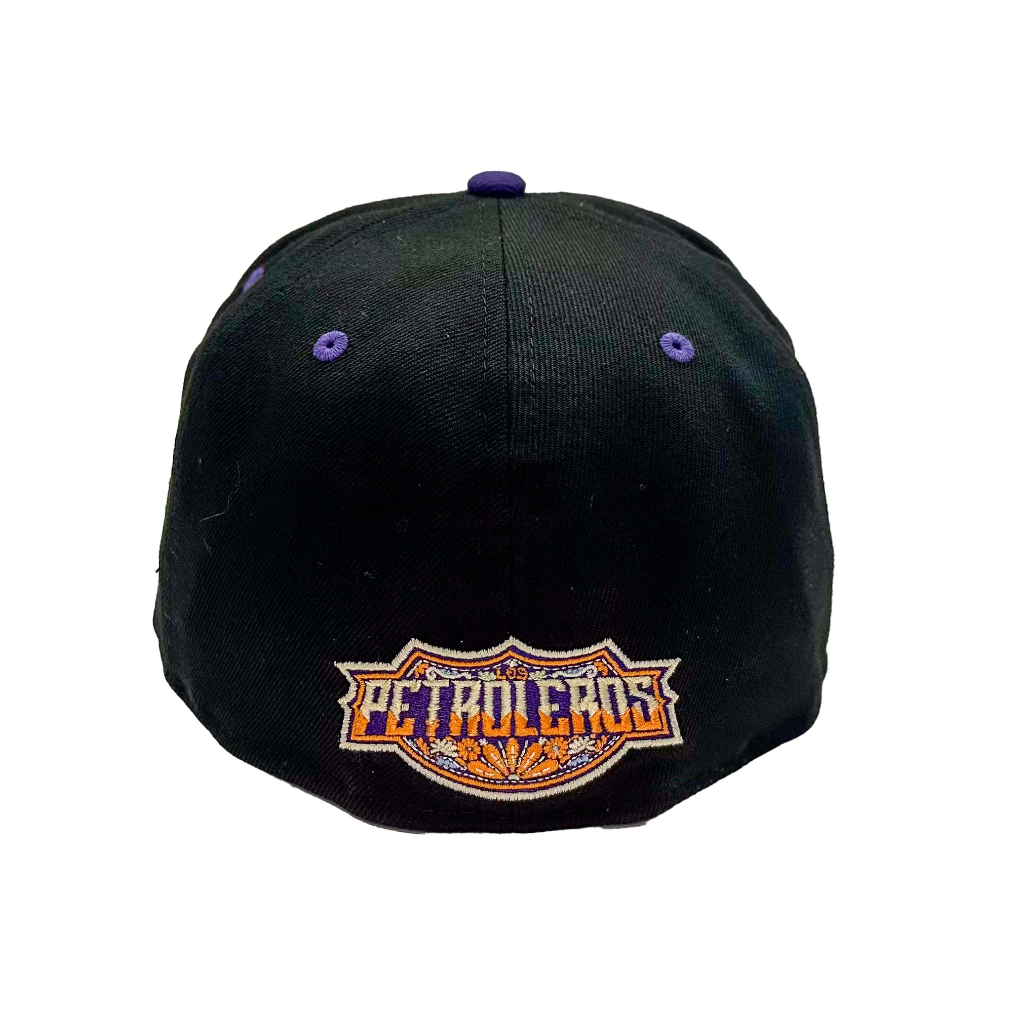 Edmonton Oilers New Era Dia de los Muertos (Day of the Dead) Black & Purple 59FIFTY Fitted Logo Hat - Image 2
