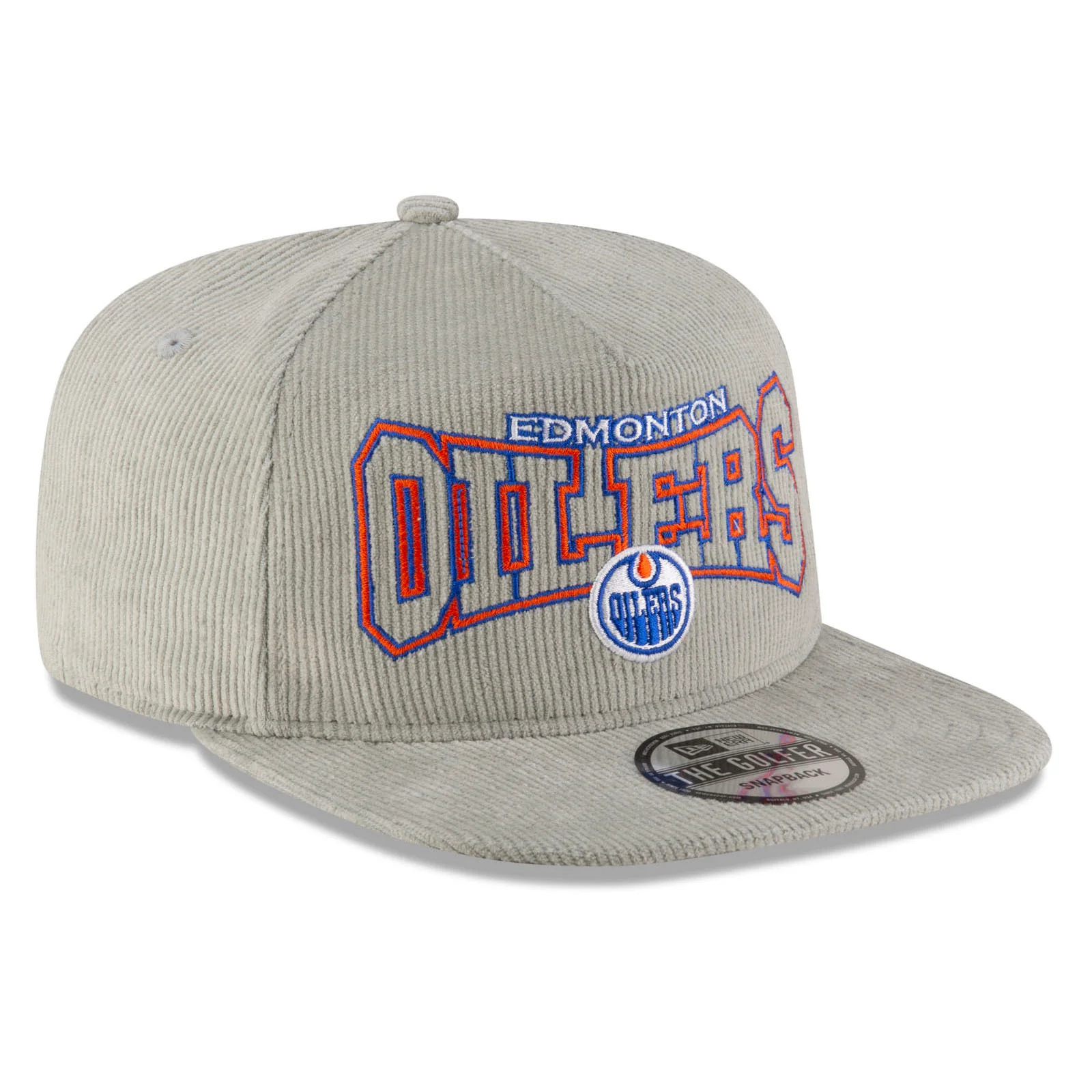 Edmonton Oilers New Era Grey Corduroy Throwback GOLFER Snapback Hat - Image 3