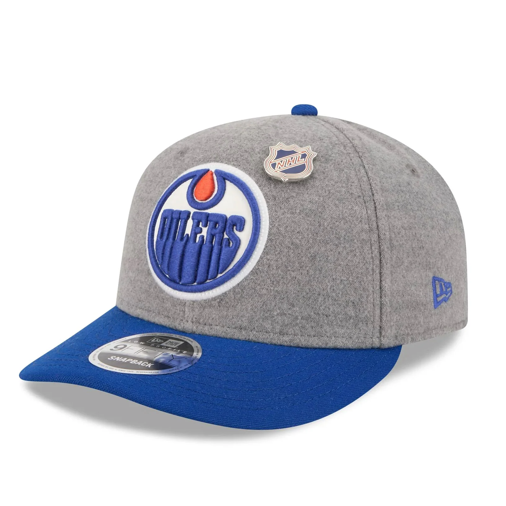 Edmonton Oilers New Era Grey Wool Throwback Low Profile 9FIFTY Snapback Hat