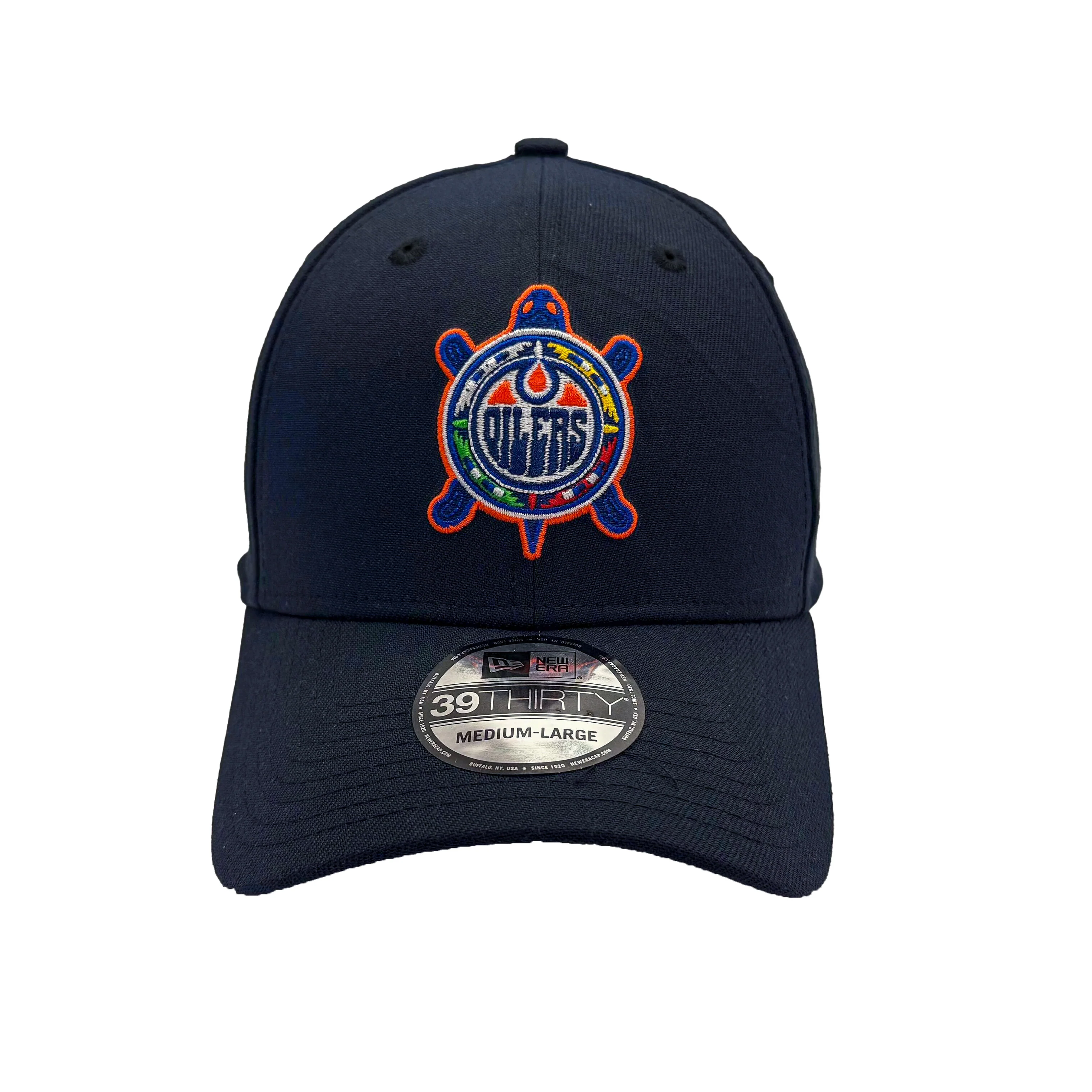 Edmonton Oilers New Era Navy Turtle Island 39THIRTY Flex Hat - Image 3
