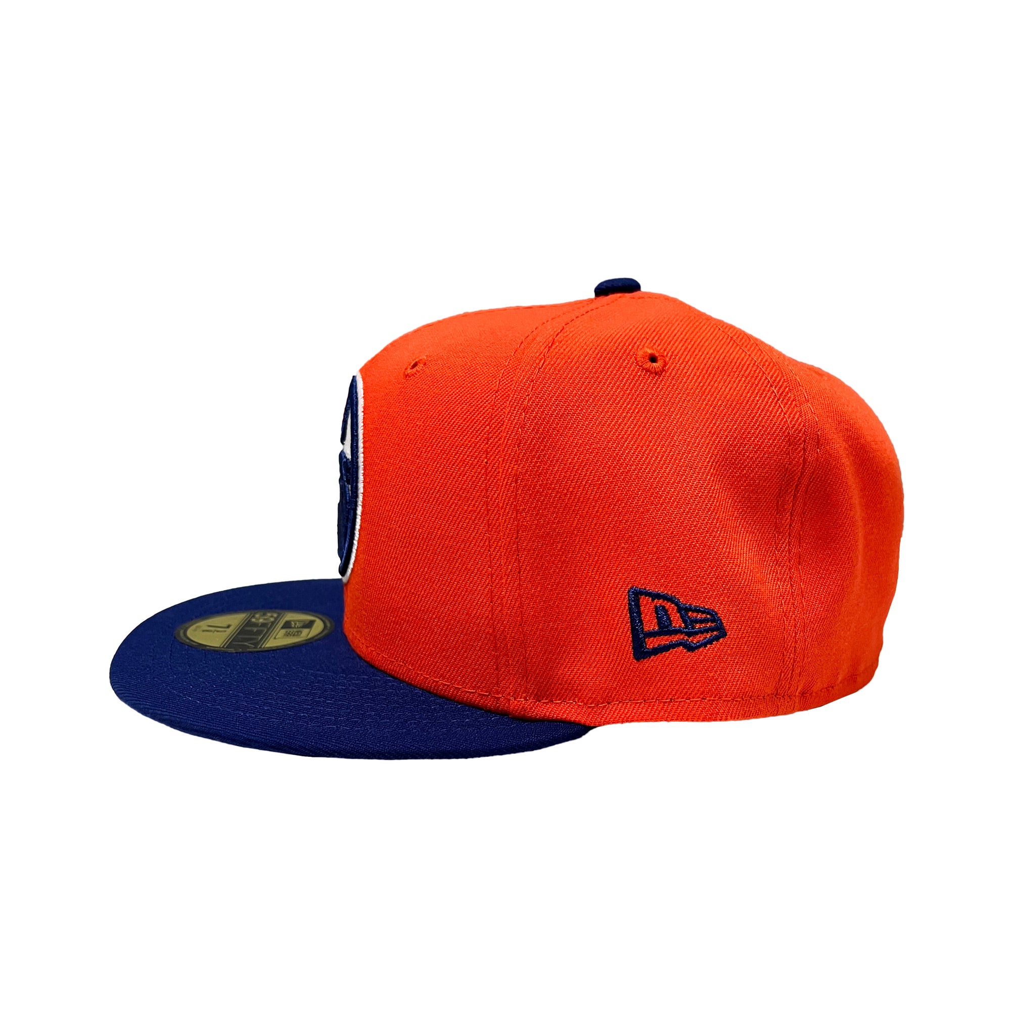 Edmonton Oilers New Era Orange and Royal Blue 59FIFTY Fitted Logo Hat - Image 4