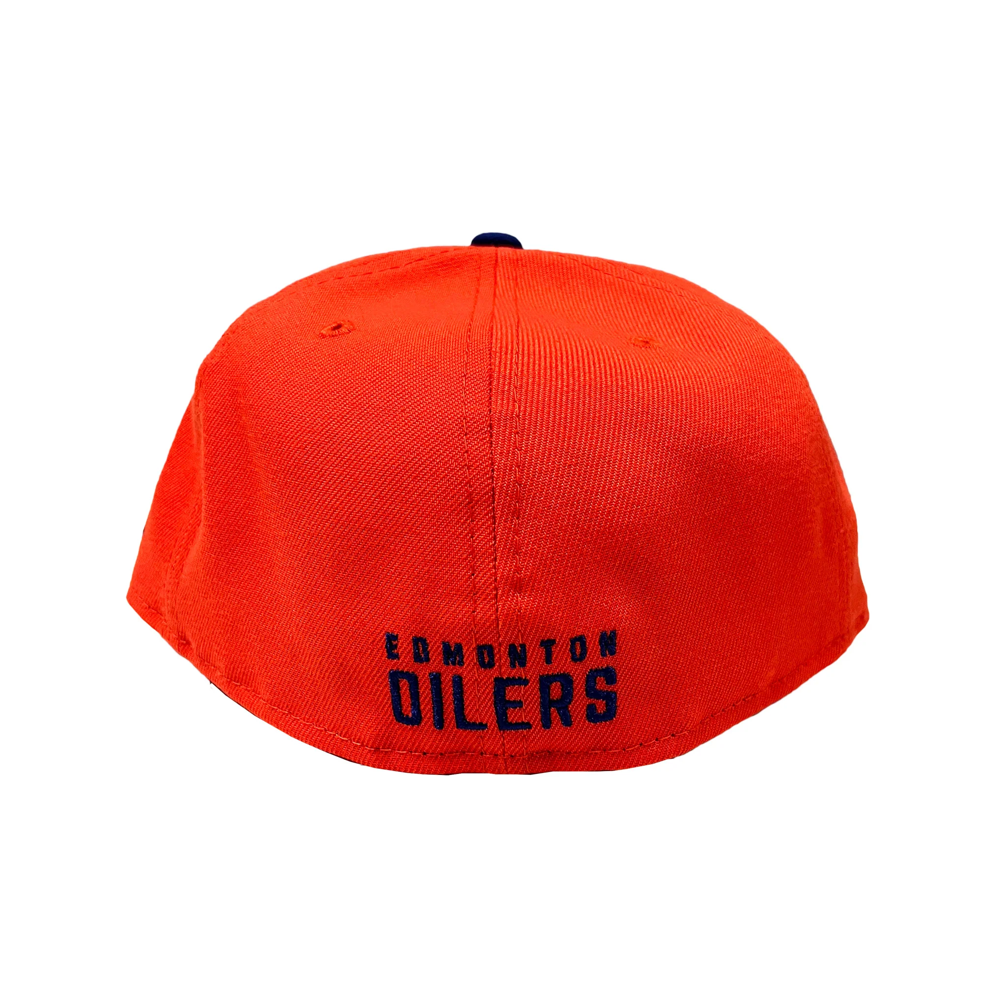 Edmonton Oilers New Era Orange and Royal Blue 59FIFTY Fitted Logo Hat - Image 6