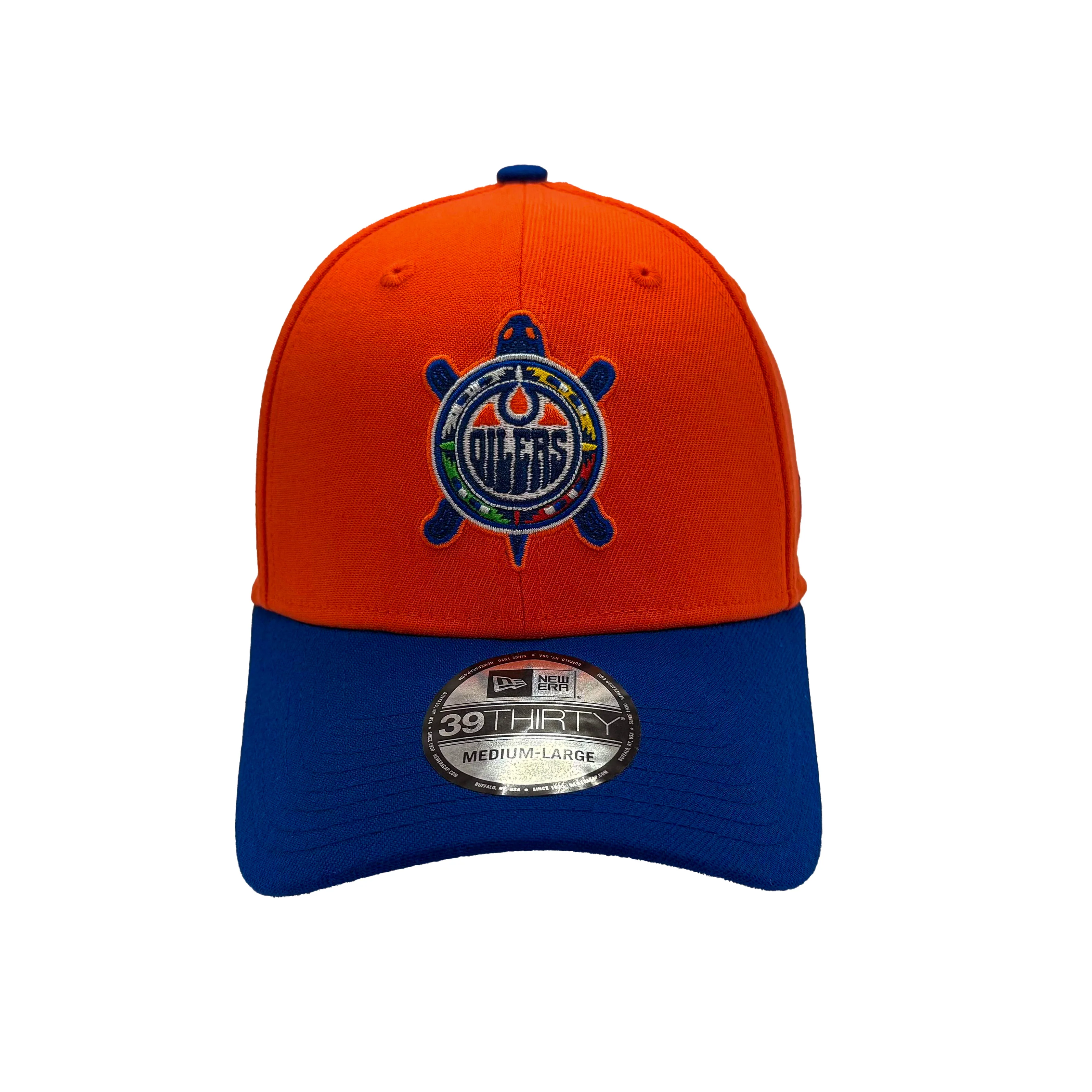 Edmonton Oilers New Era Orange & Blue Turtle Island 39THIRTY Flex Hat - Image 3