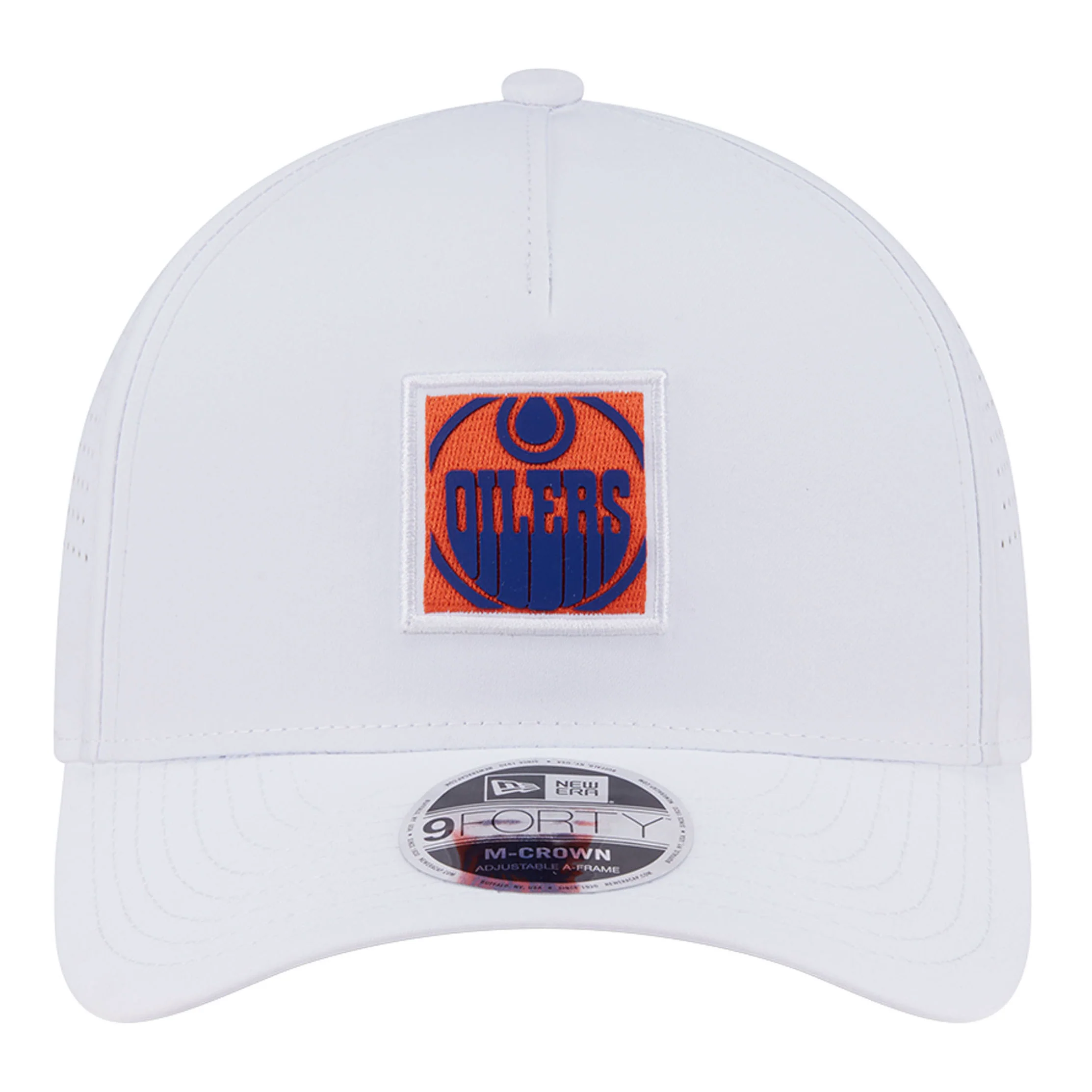 Edmonton Oilers New Era Patch White 9FORTY A-Frame Snapback Hat - Image 5