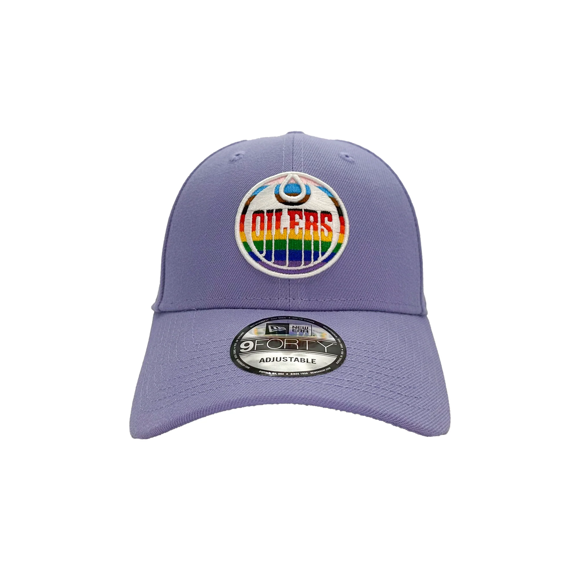 Edmonton Oilers New Era Pride Lavender 9FORTY Adjustable Hat - Image 2