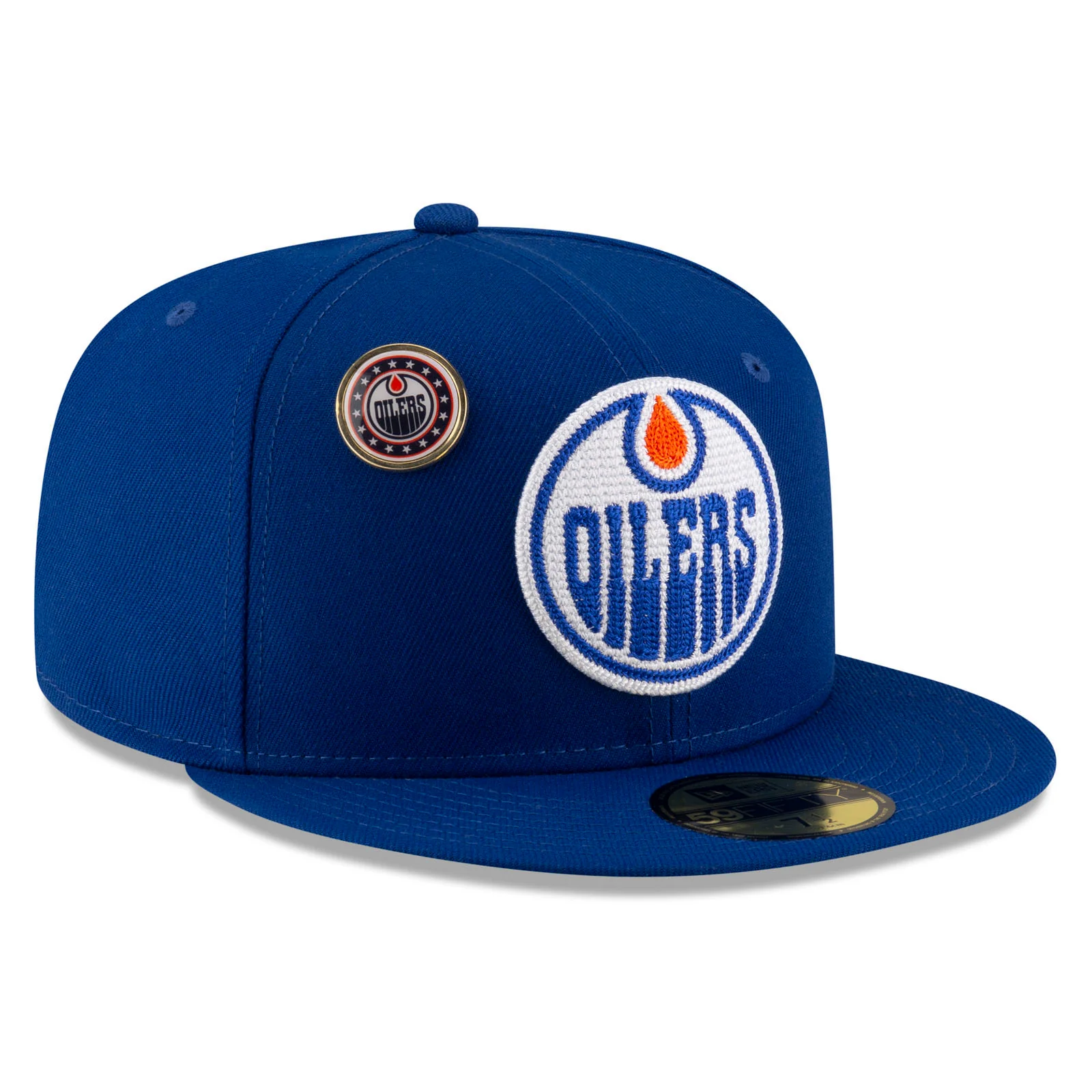 Edmonton Oilers New Era Royal Blue 59FIFTY Primary Logo Fitted Hat W/Pin - Image 3