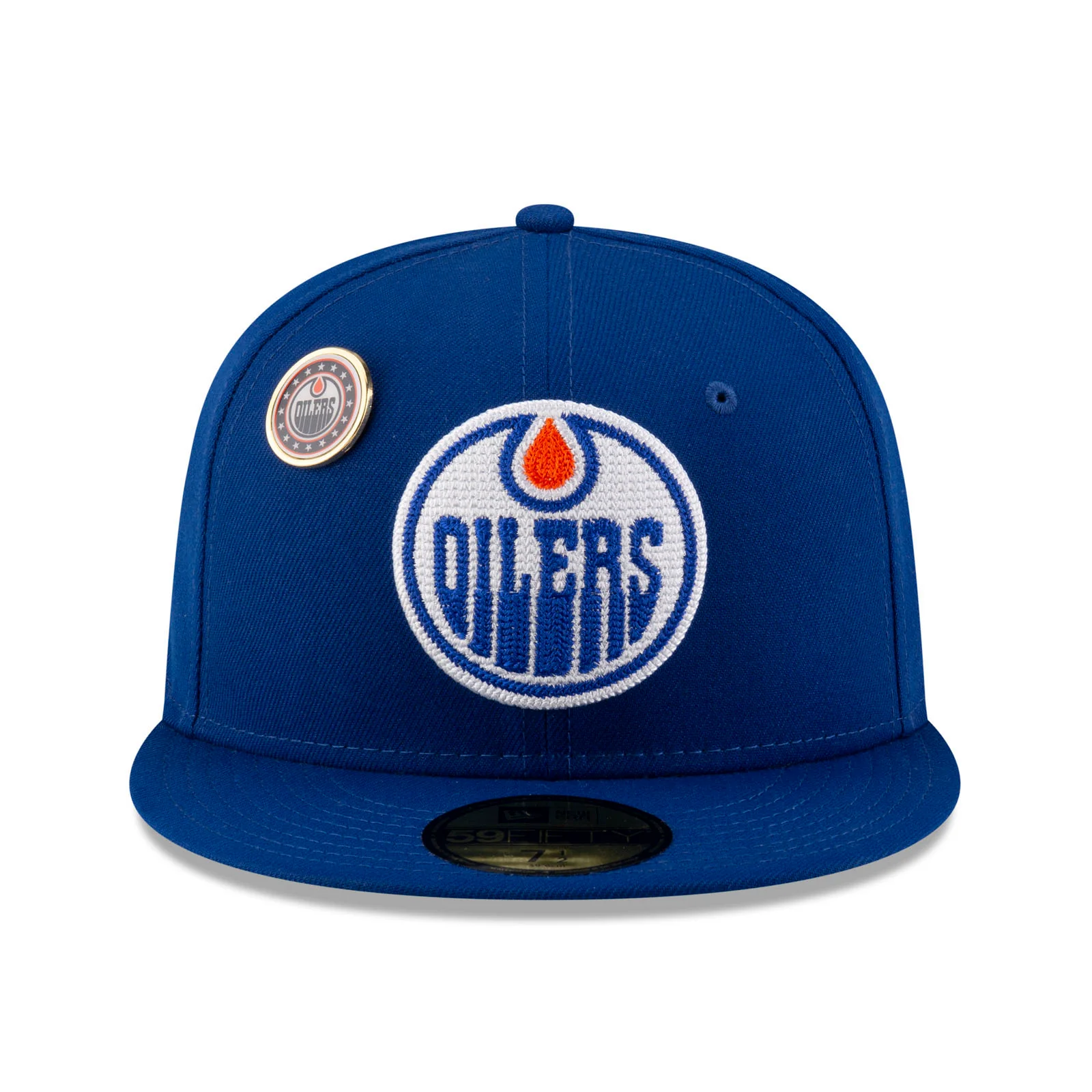 Edmonton Oilers New Era Royal Blue 59FIFTY Primary Logo Fitted Hat W/Pin - Image 4