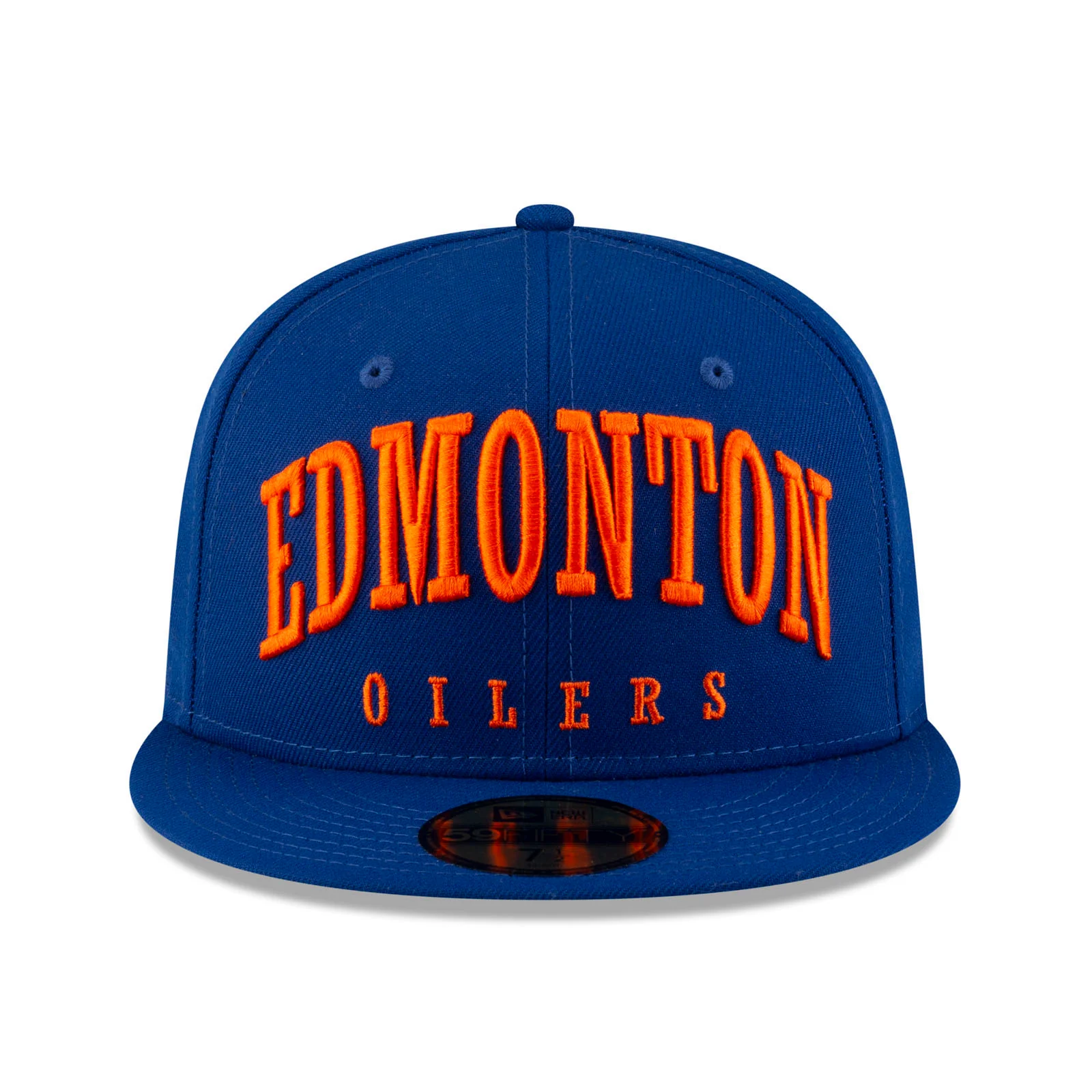 Edmonton Oilers New Era Royal Blue Text 59FIFTY Primary Logo Fitted Hat - Image 4