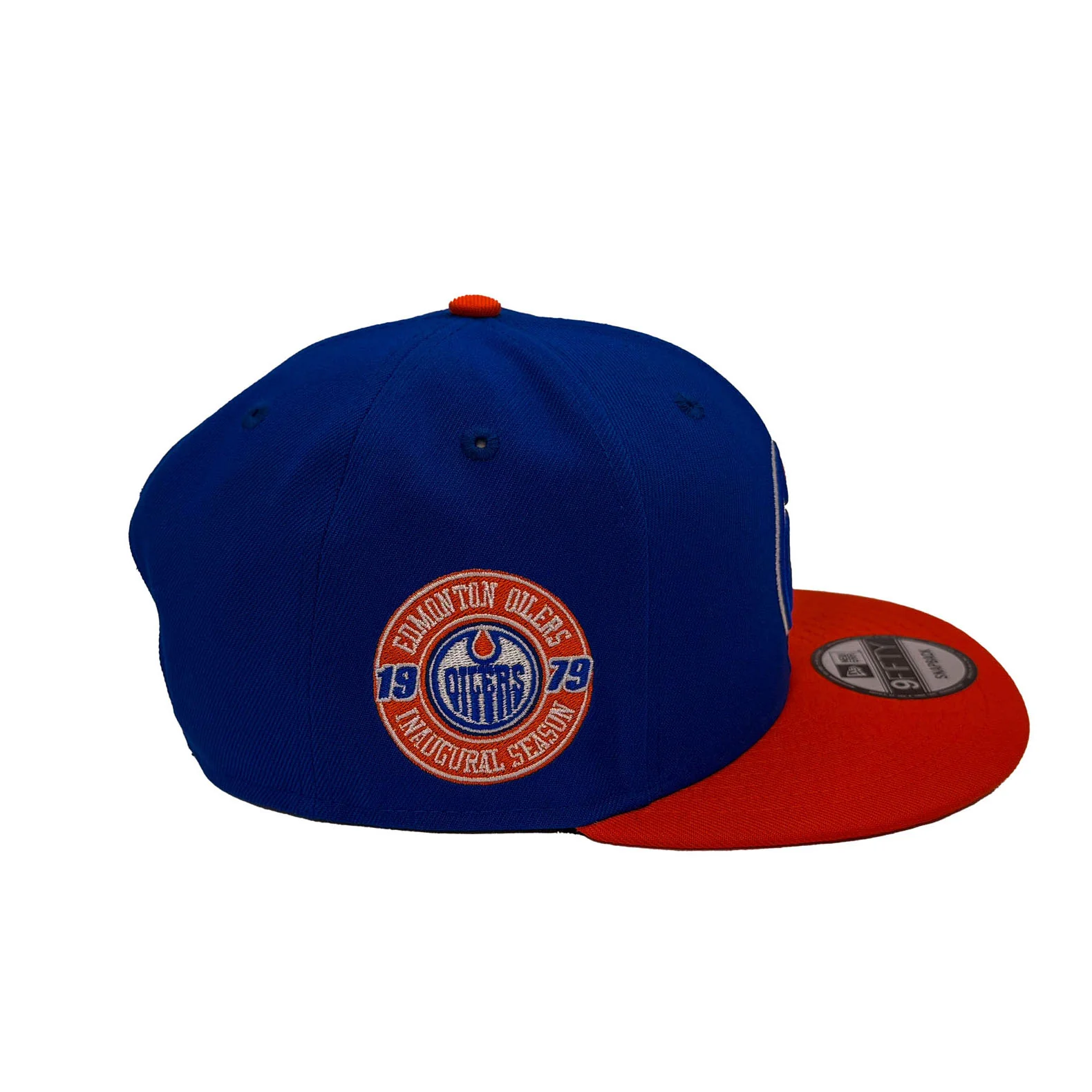 Edmonton Oilers New Era Royal & Orange 9FIFTY Inaugural Season Patch Snapback Hat - Image 2