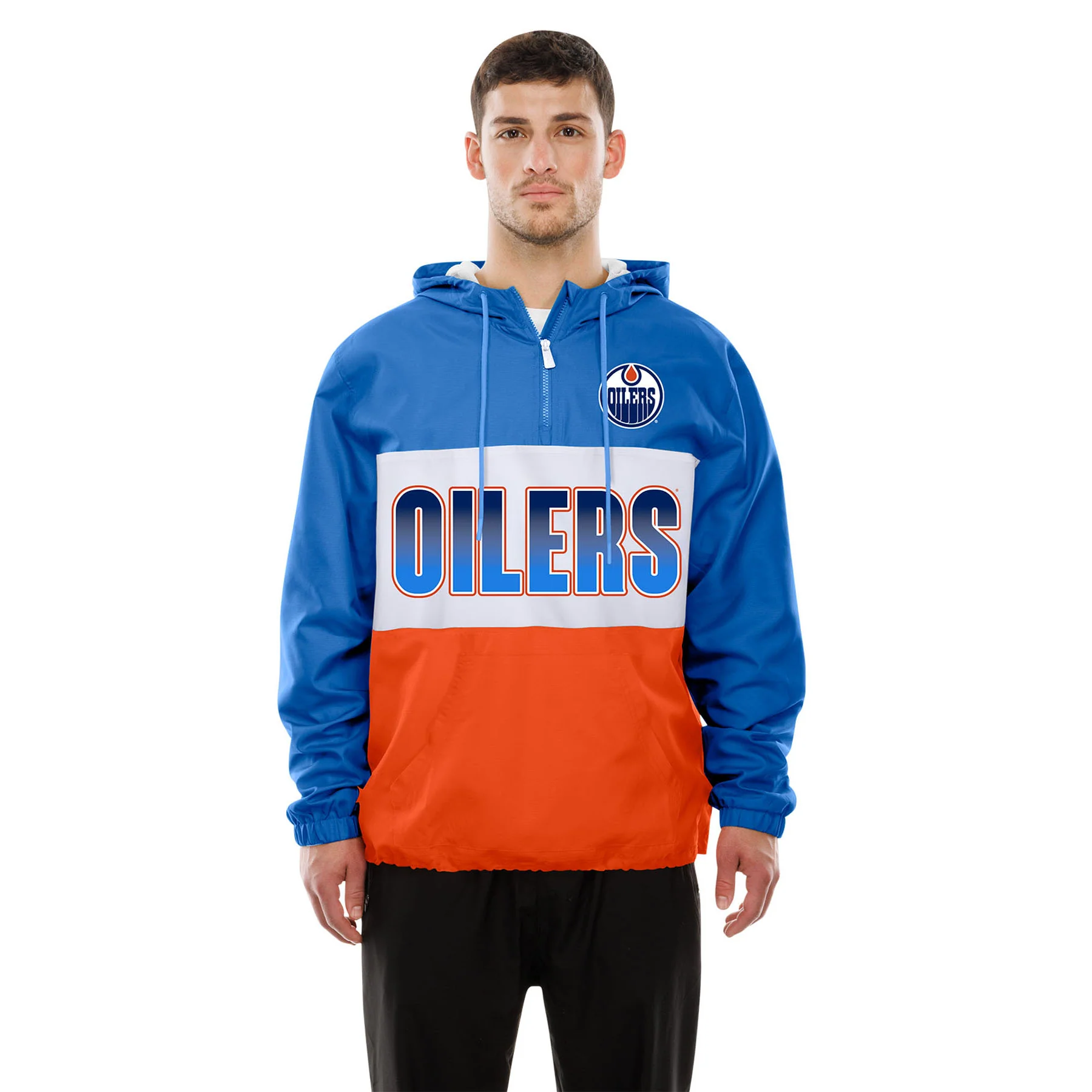 Edmonton Oilers New Era Royal & Orange Half-Zip Jacket - Image 6