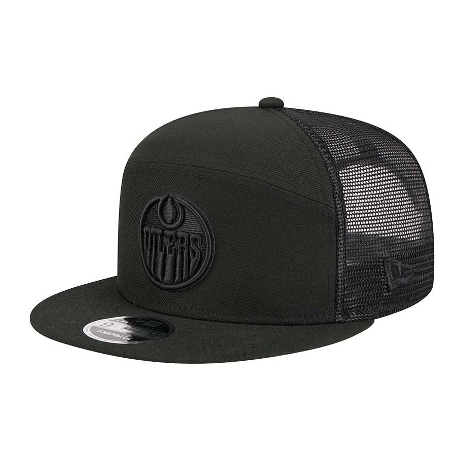 Edmonton Oilers New Era Split Panel Black Tonal 9FIFTY Mesh Snapback Hat