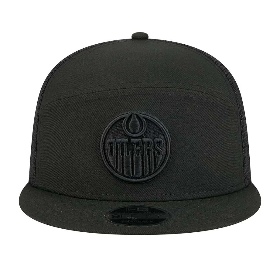 Edmonton Oilers New Era Split Panel Black Tonal 9FIFTY Mesh Snapback Hat - Image 6