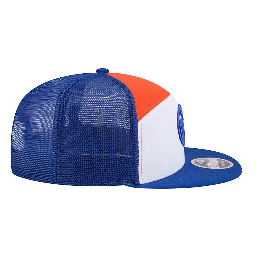 Edmonton Oilers New Era Split Panel Blue/White/Orange 9FIFTY Mesh Snapback Hat - Image 5