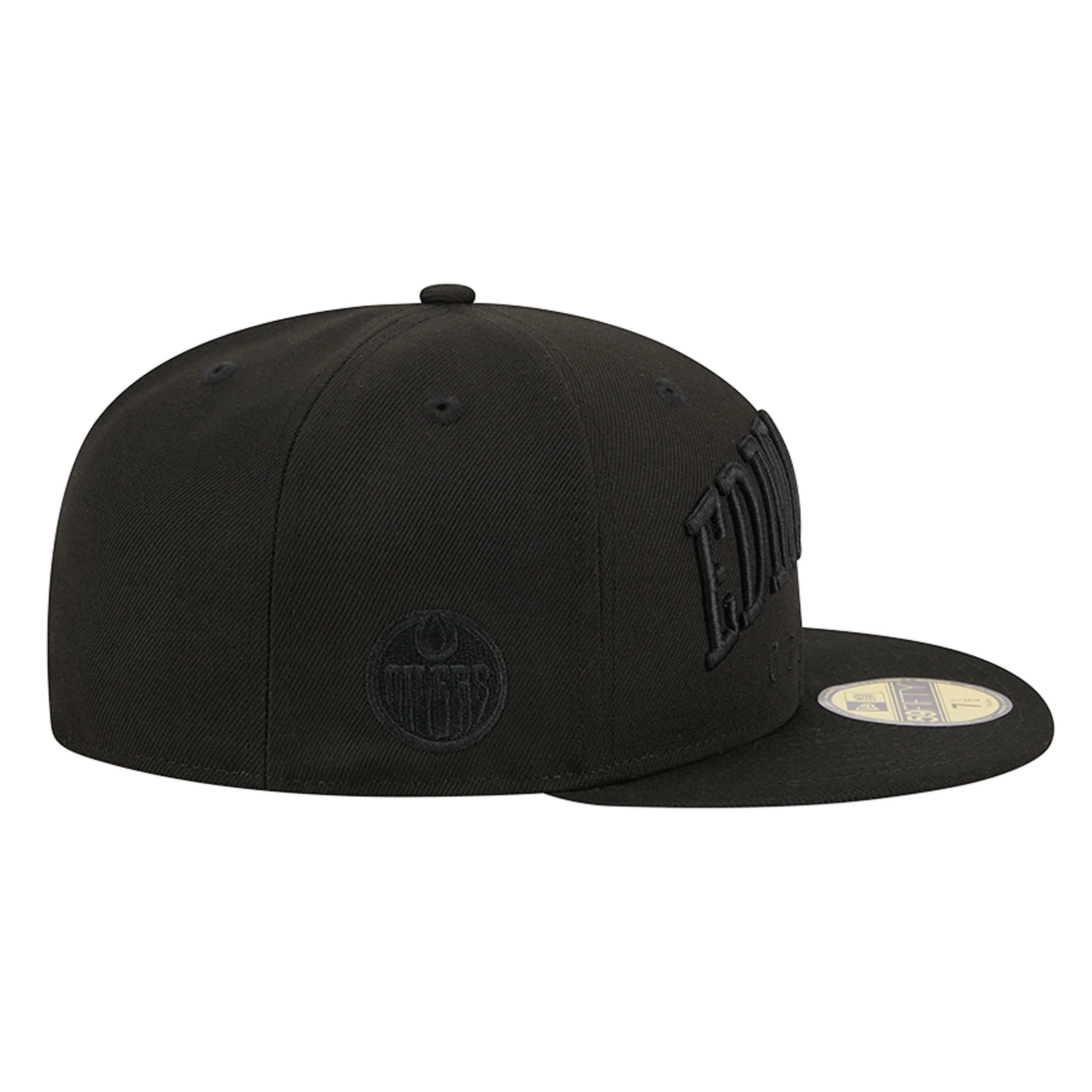 Edmonton Oilers New Era Tonal Text Black 59FIFTY Fitted Logo Hat - Image 3