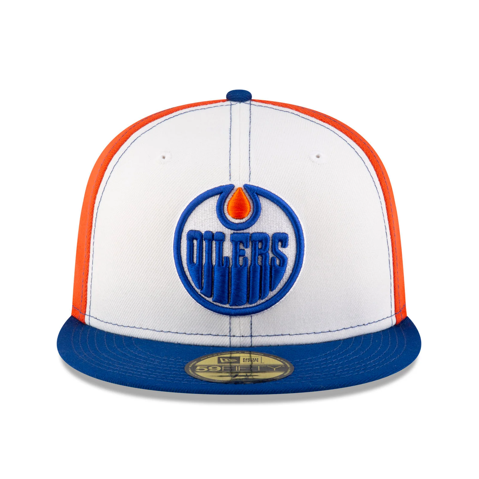 Edmonton Oilers New Era Tri-Panel White/Orange/Blue 59FIFTY Fitted Logo Hat - Image 4