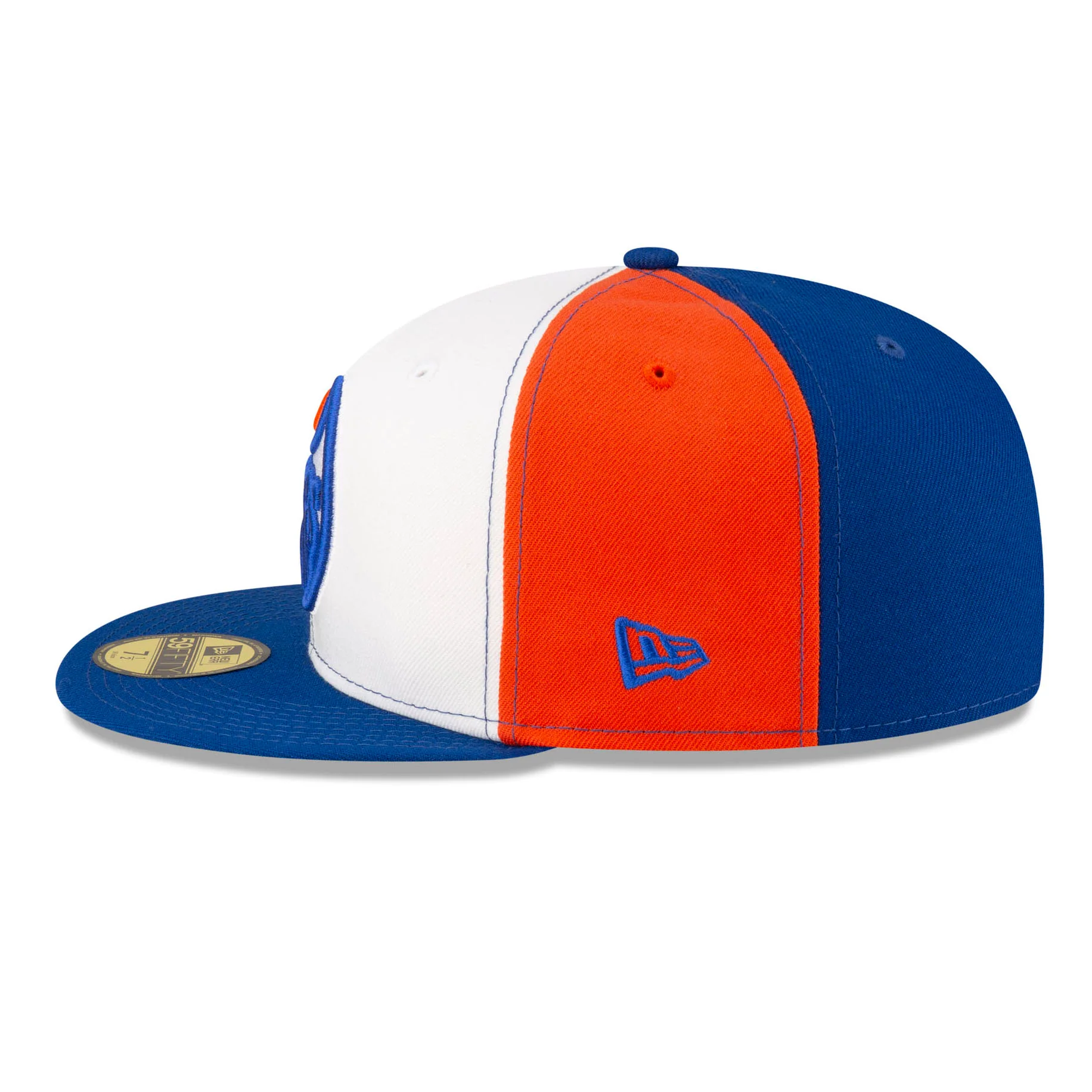 Edmonton Oilers New Era Tri-Panel White/Orange/Blue 59FIFTY Fitted Logo Hat - Image 5