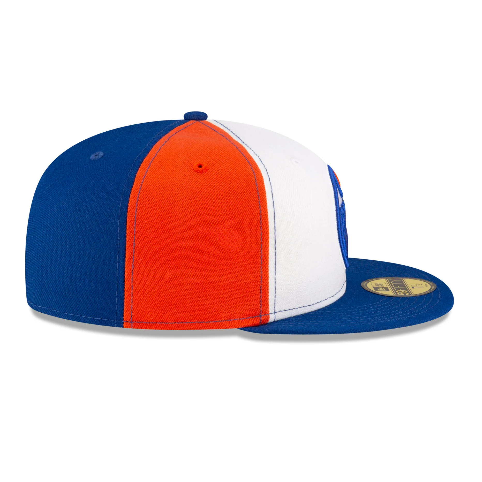 Edmonton Oilers New Era Tri-Panel White/Orange/Blue 59FIFTY Fitted Logo Hat - Image 6