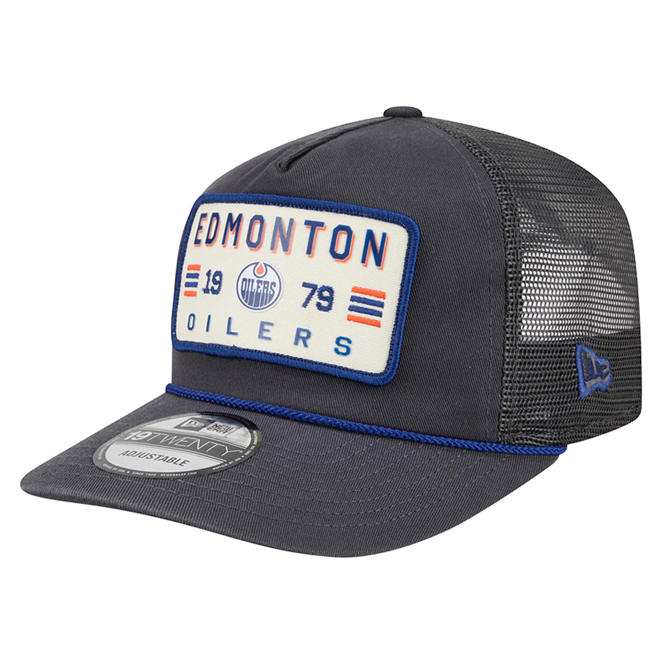 Edmonton Oilers New Era Washed Grey Rope 19TWENTY Mesh Snapback Hat