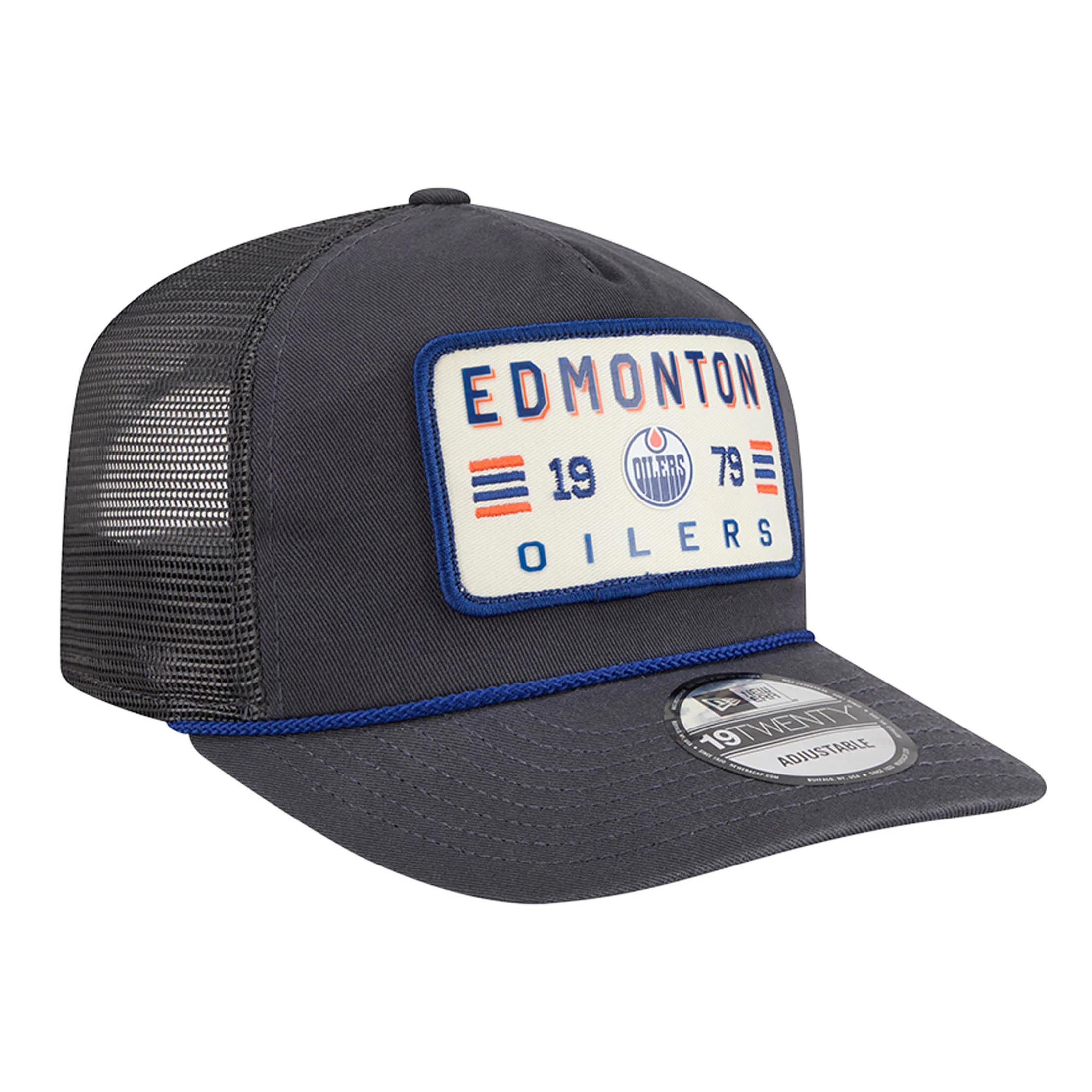 Edmonton Oilers New Era Washed Grey Rope 19TWENTY Mesh Snapback Hat - Image 2