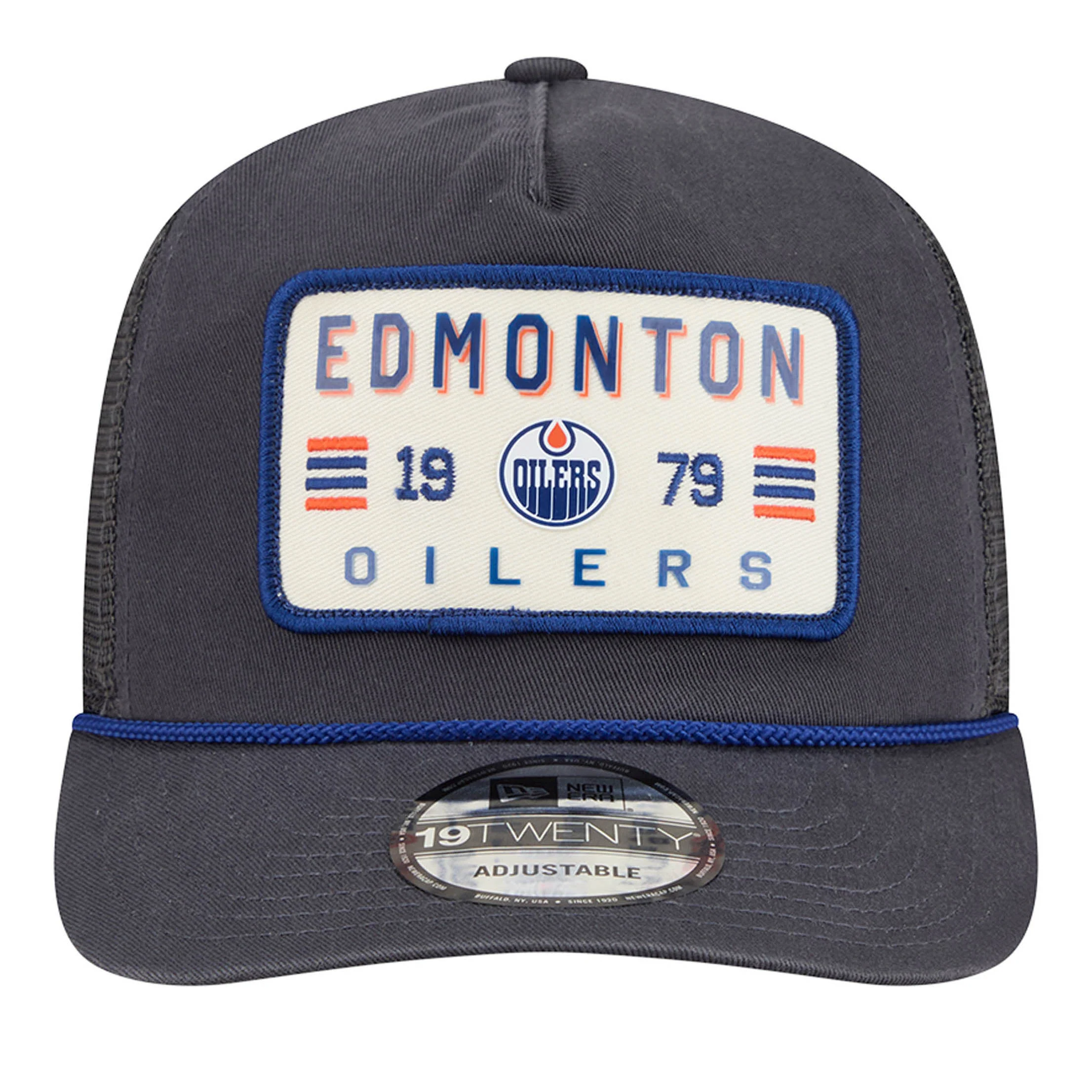 Edmonton Oilers New Era Washed Grey Rope 19TWENTY Mesh Snapback Hat - Image 3
