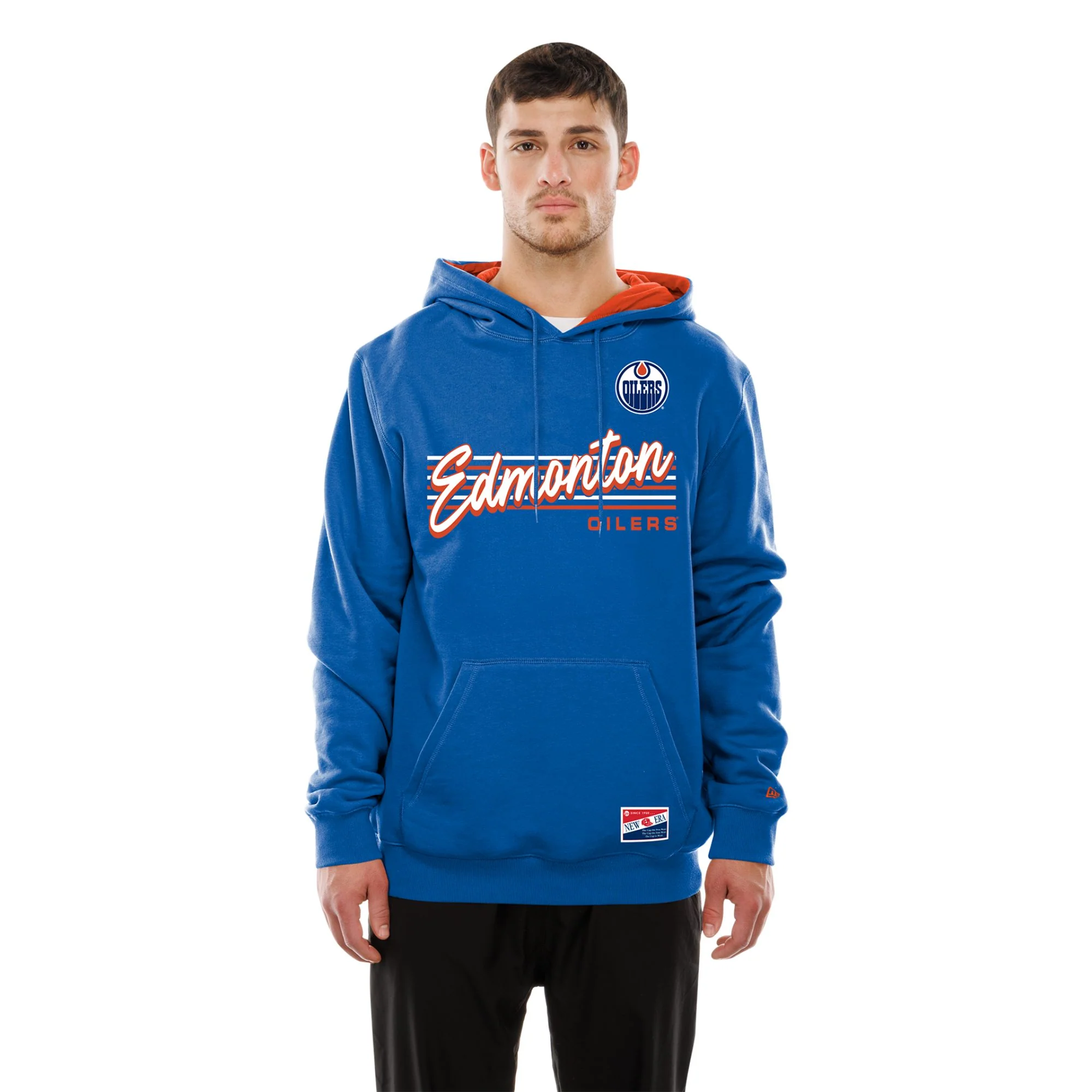 Edmonton Oilers New Era Wordmark Blue Hoodie