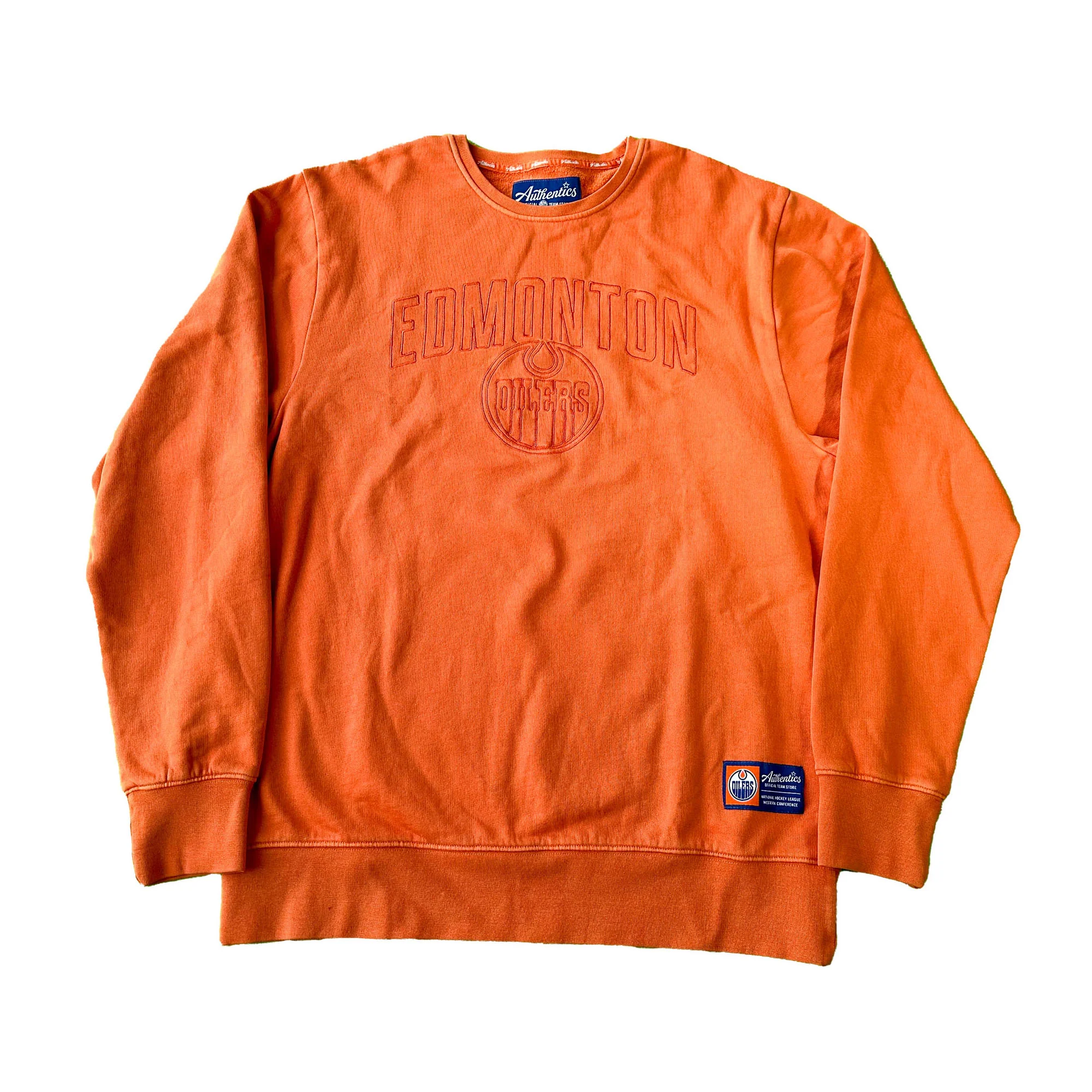Edmonton Oilers Unisex Authentics Orange Pigment Wash Crewneck Sweatshirt - Image 2