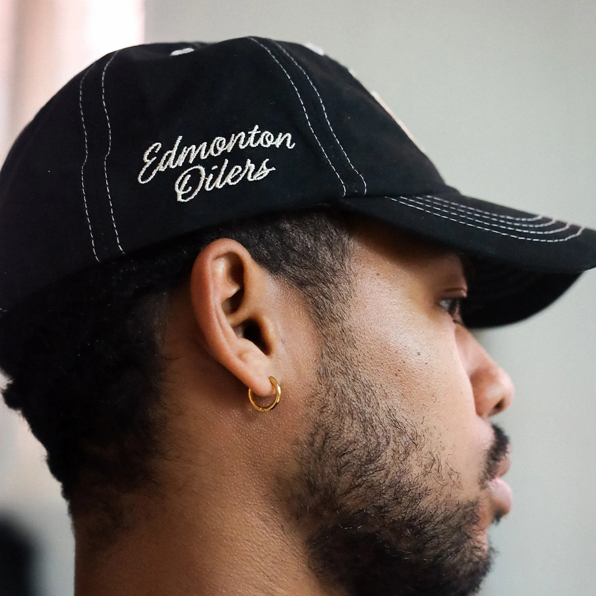 Edmonton Oilers Peace Collective Contrast Stitch Black Adjustable Dad Hat - Image 2