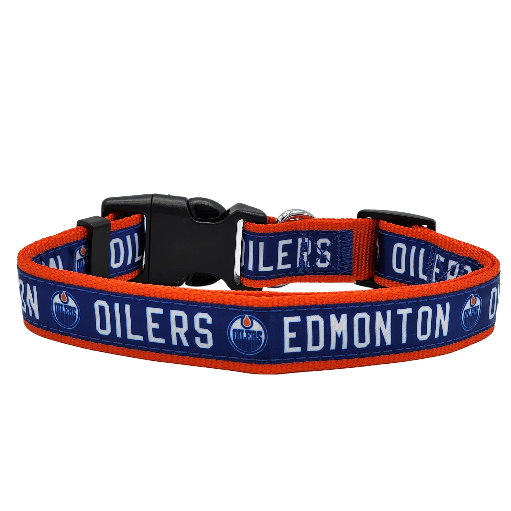 Edmonton Oilers Pets First Blue & Orange Satin Pet Collar - Image 2