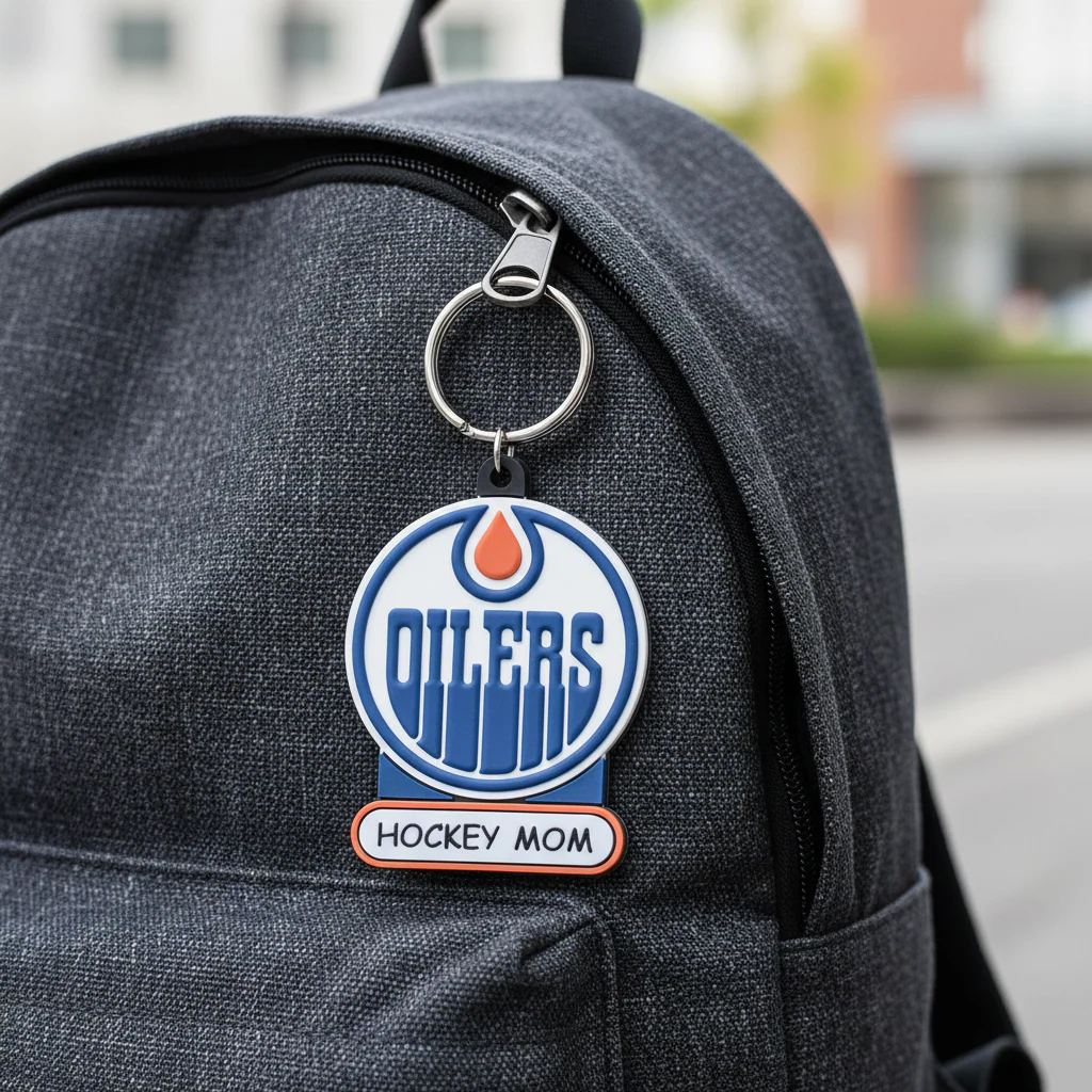 Edmonton Oilers Premium Hockey Mom PVC Logo Keychain - Image 2