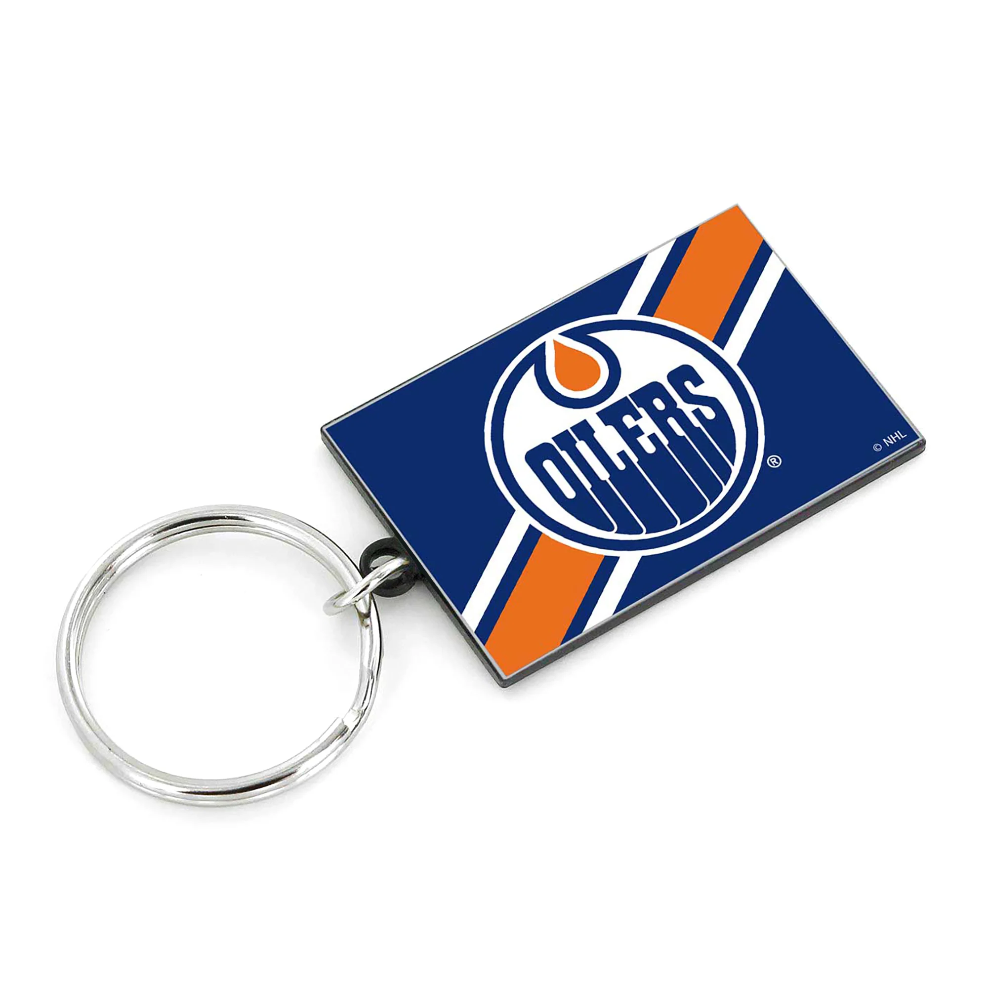 Edmonton Oilers Primary Logo Striped Keychain