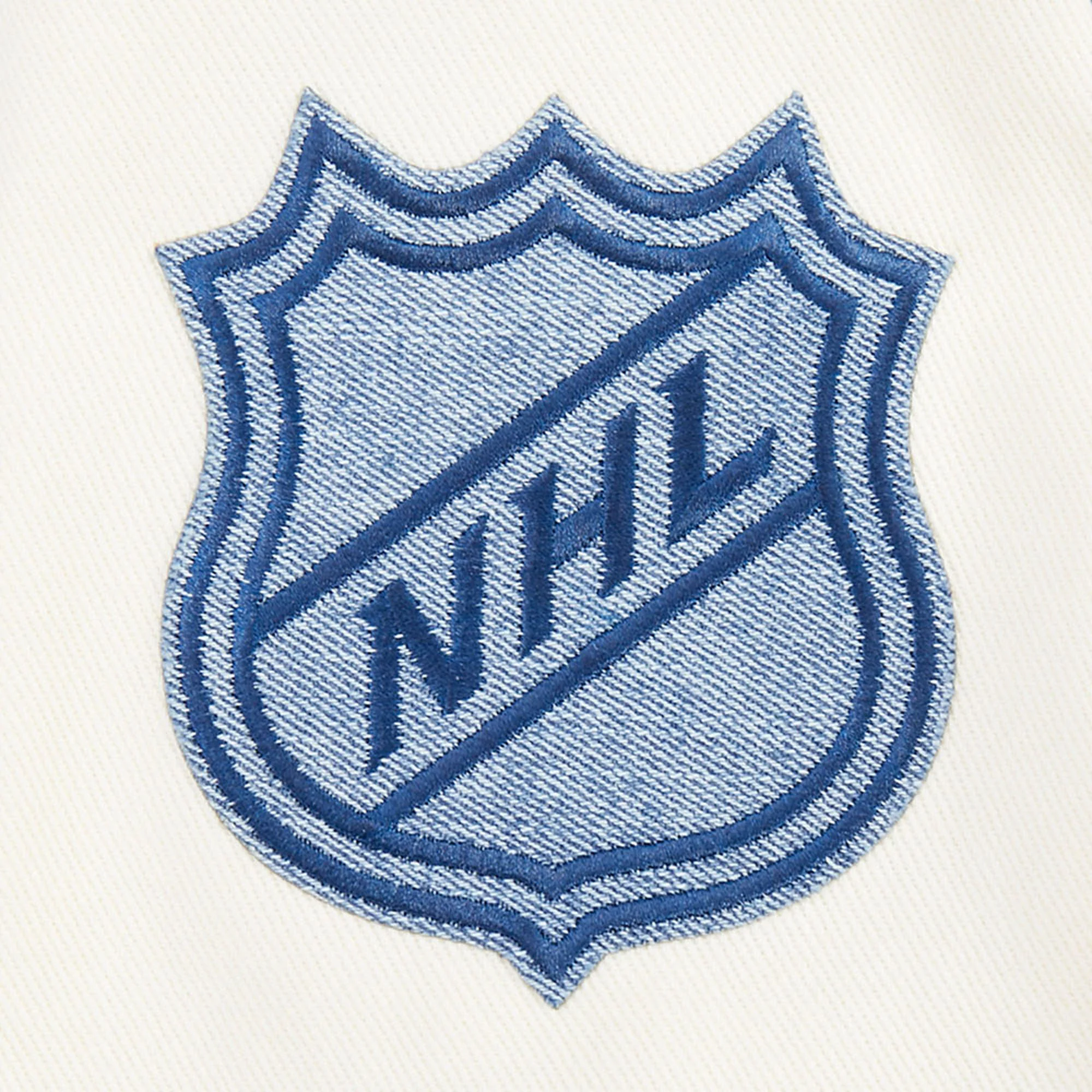Edmonton Oilers Pro Standard Allegiance Blue & Cream Denim Varsity Jacket - Image 7